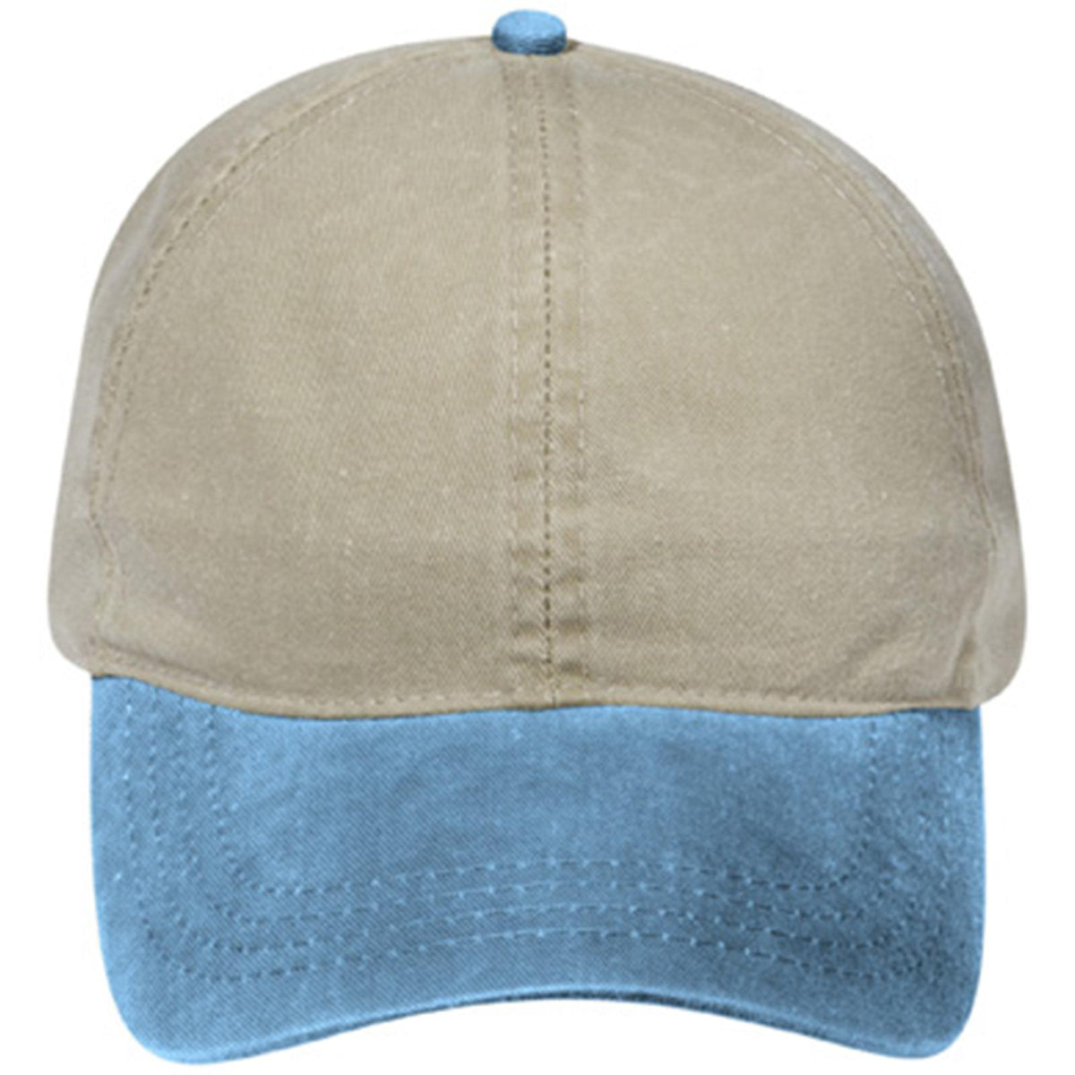 Front View of 3032 - Sk.Blu/Kha OTTO CAP 4 Panel Ponytail Cap