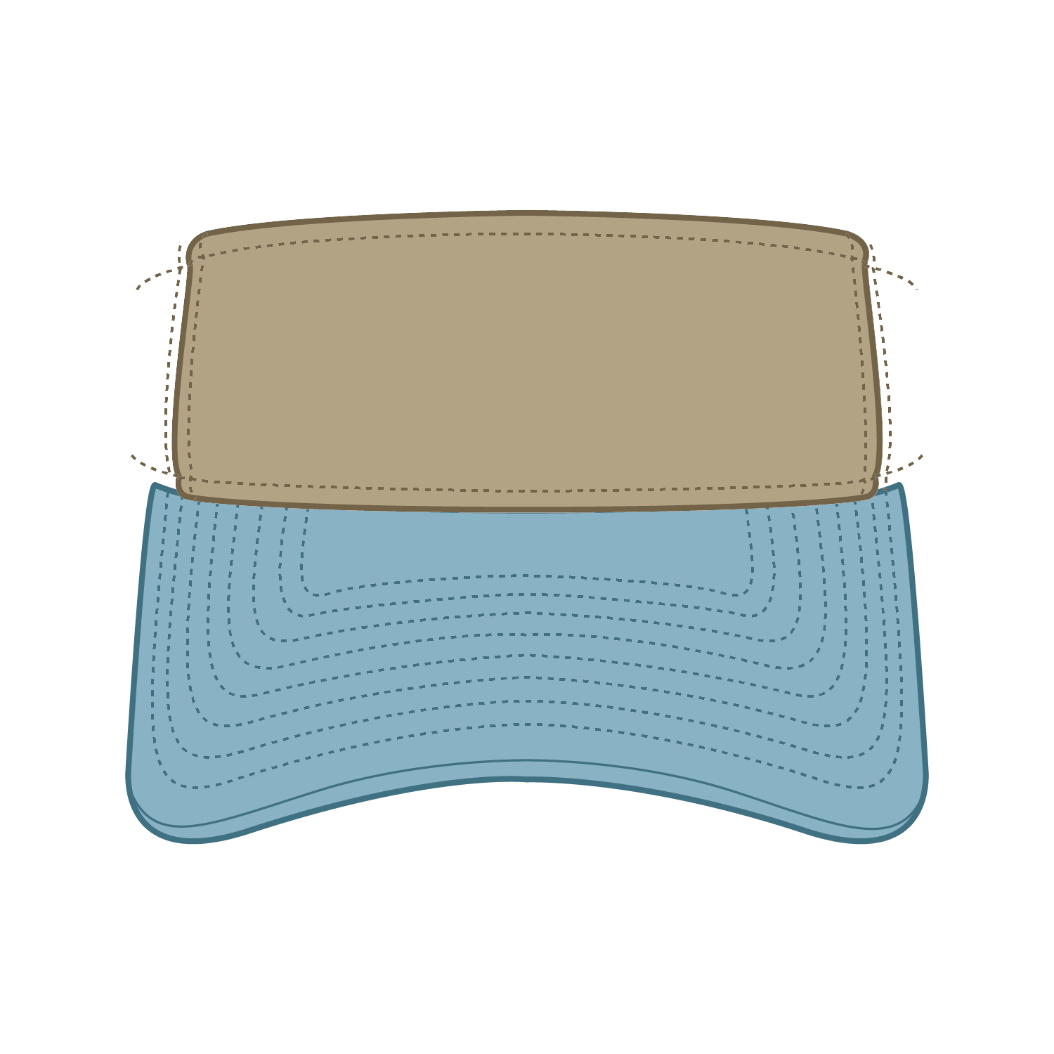 Front View of 3032 - Sk.Blu/Kha OTTO CAP "OTTO FLEX" Fitted Sun Visor