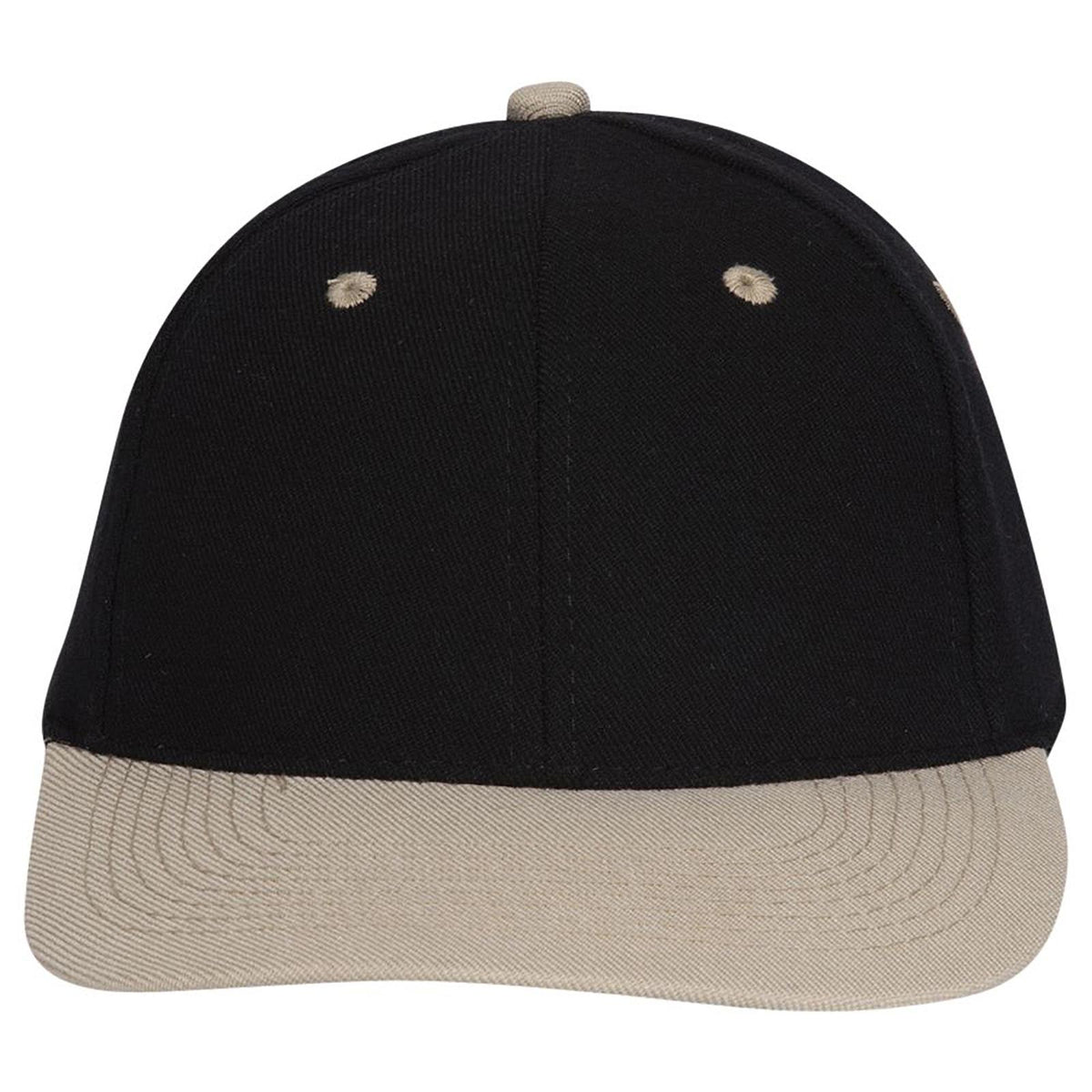 Front View of 3203 - Kha/Blk OTTO CAP "OTTO FLEX" Fitted 6 Panel Low Profile Baseball Cap