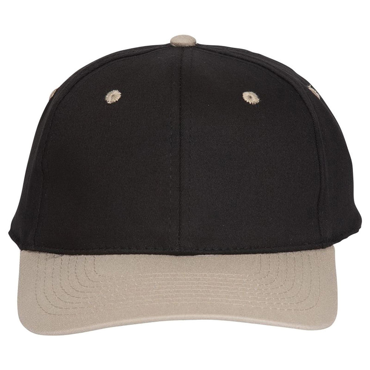 Front View of 3203 - Kha/Blk OTTO CAP "OTTO FLEX" Fitted 6 Panel Low Profile Baseball Cap