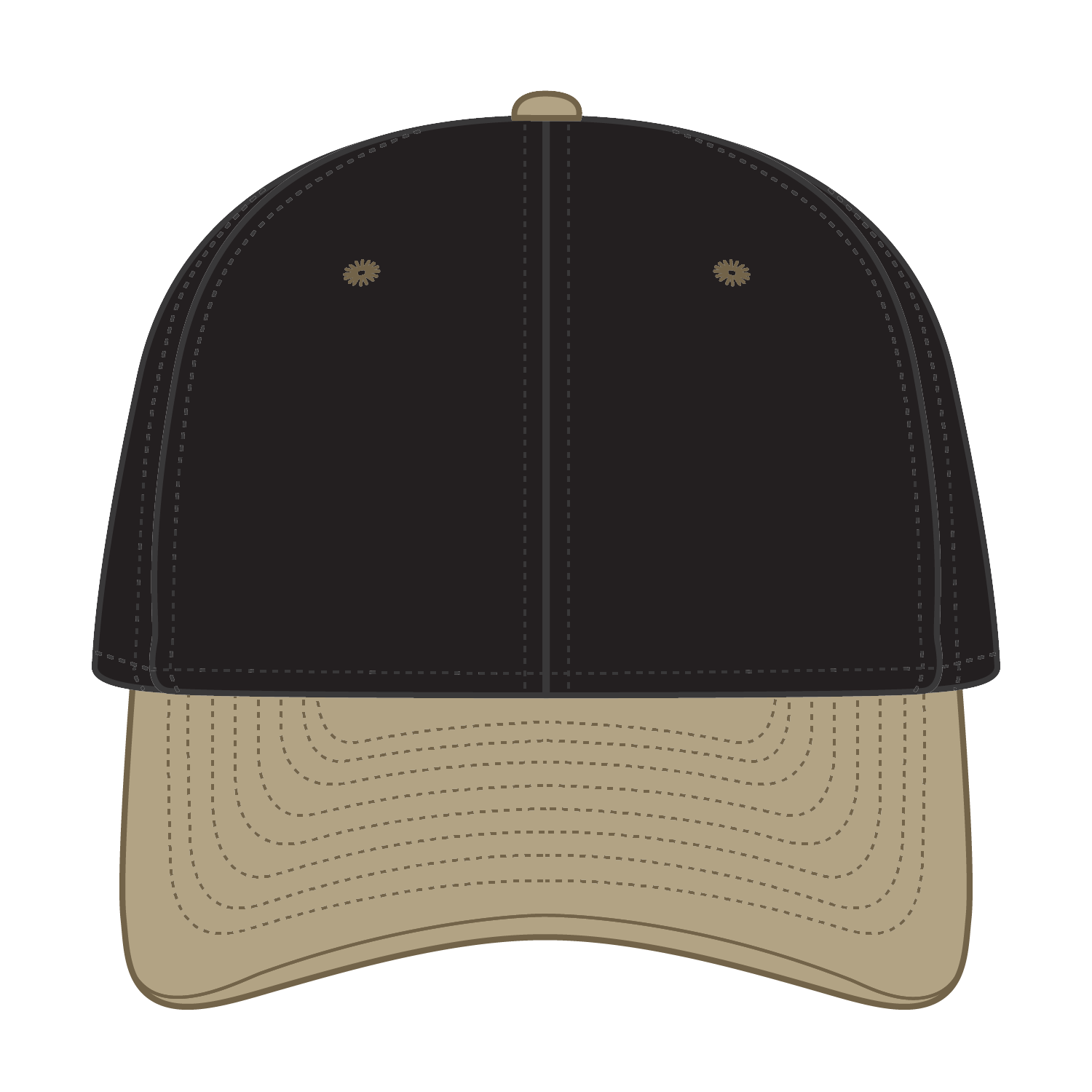 Front View of 3203 - Kha/Blk OTTO CAP "OTTO FLEX" Fitted 6 Panel Low Profile Baseball Cap