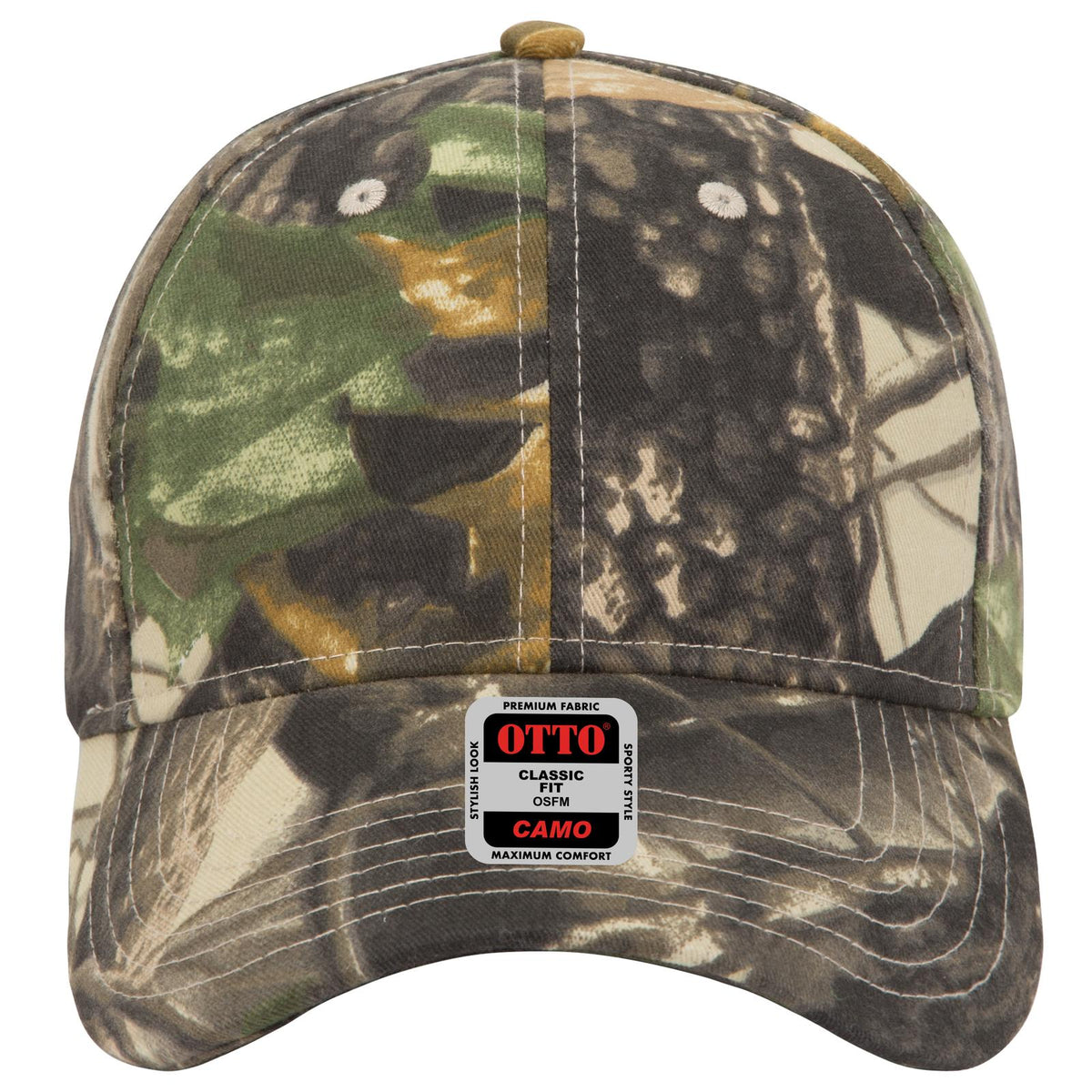 Front View of 320317 - Kha/Blk/Dk.Grn OTTO CAP Camouflage 6 Panel Low Profile Baseball Cap