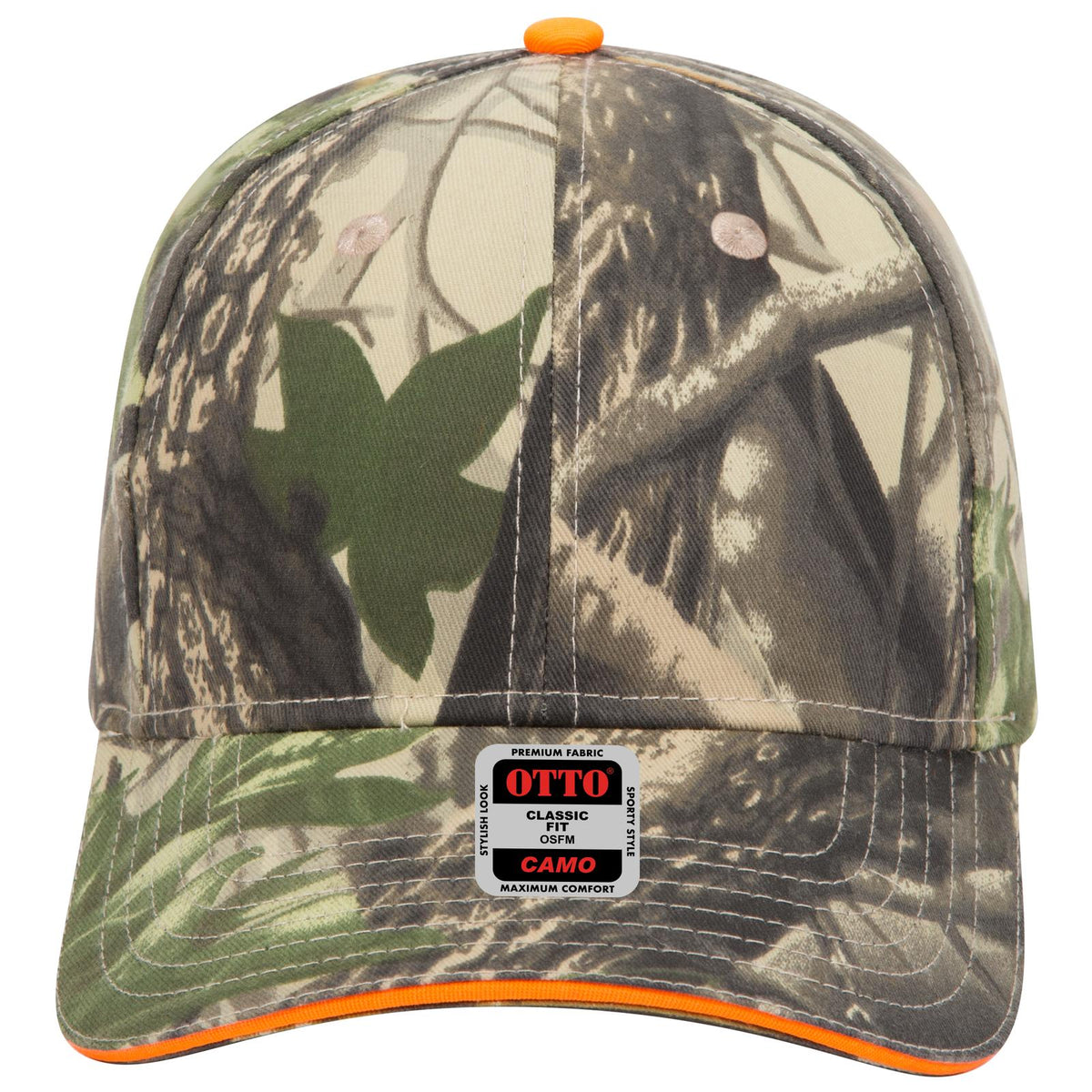 Front View of 320317 - Kha/Blk/Dk.Grn OTTO CAP Camouflage 6 Panel Low Profile Baseball Cap