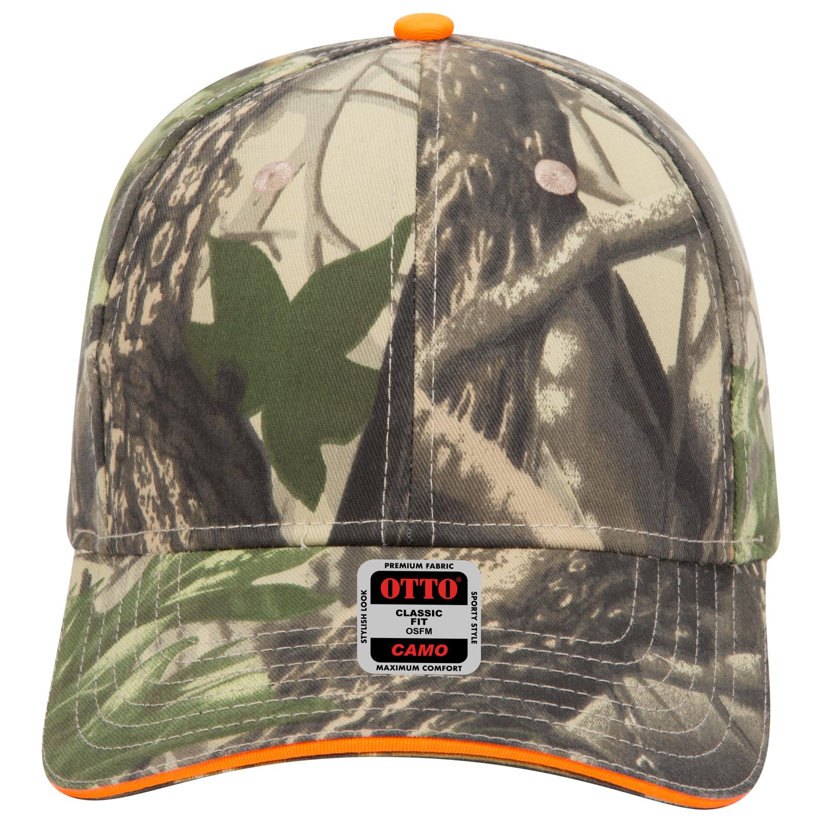 Front View of 320317 - Kha/Blk/Dk.Grn OTTO CAP Camouflage 6 Panel Low Profile Baseball Cap