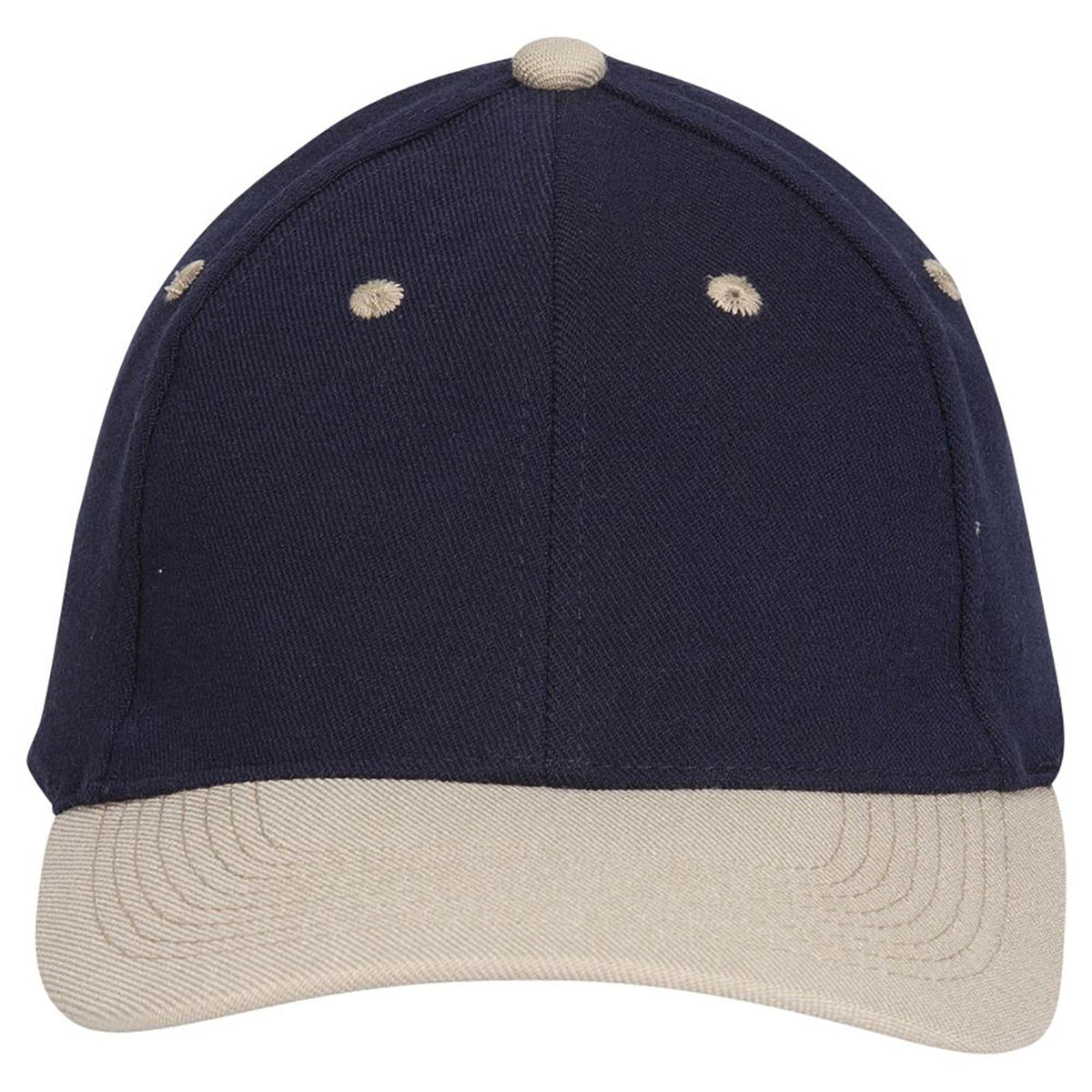 Front View of 3204 - Kha/Nvy OTTO CAP "OTTO FLEX" Fitted 6 Panel Low Profile Baseball Cap