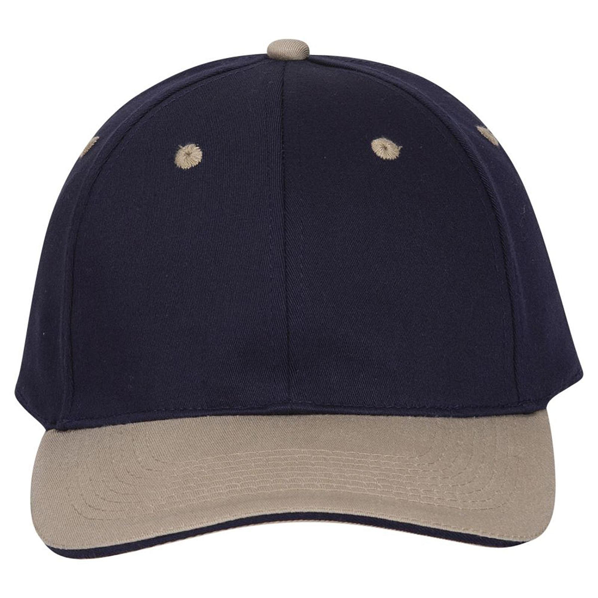 Front View of 320404 - Kha/Nvy/Nvy OTTO CAP "OTTO FLEX" Fitted 6 Panel Low Profile Baseball Cap