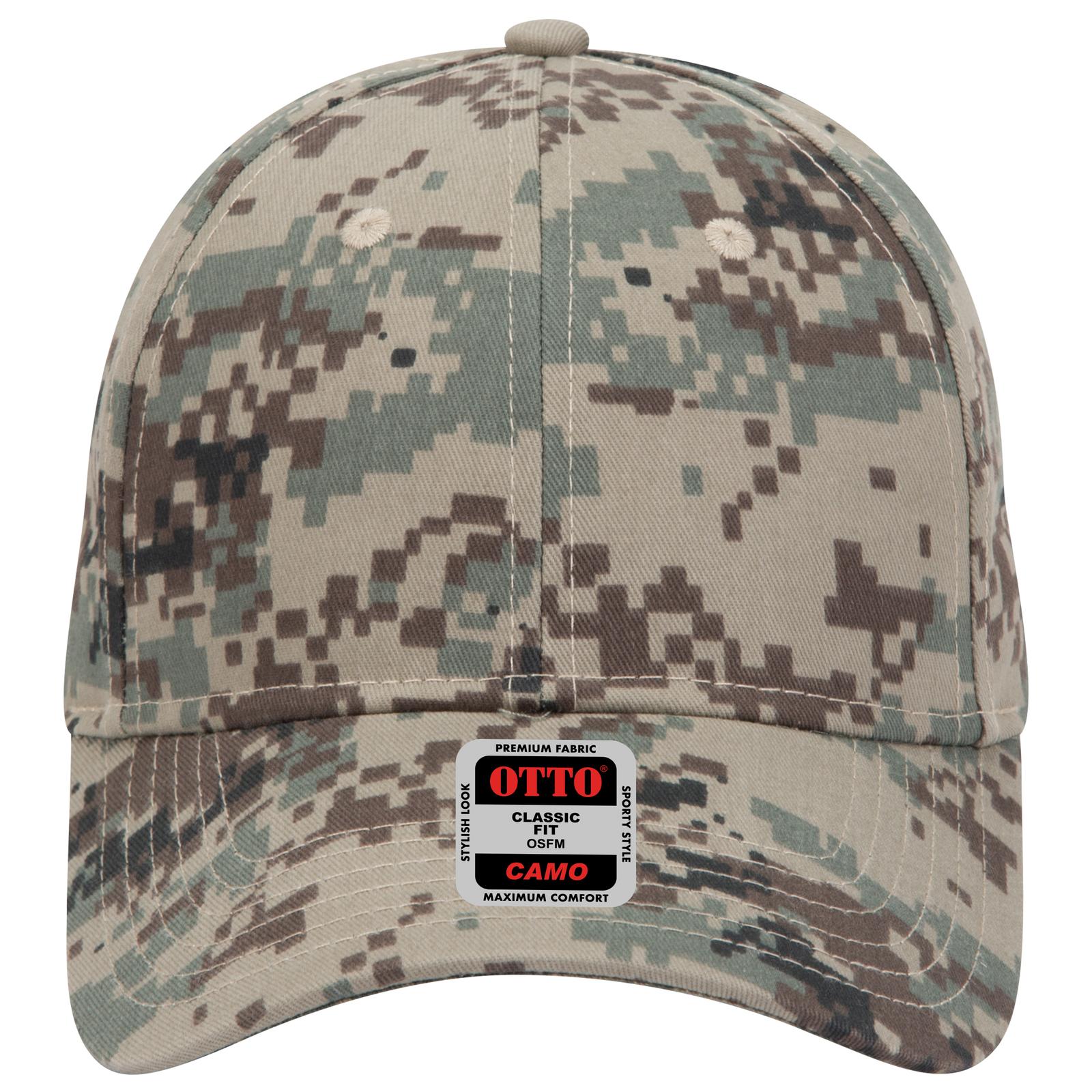 Front View of 320703 - Kha/Brn/Blk OTTO CAP Camouflage 6 Panel Low Profile Baseball Cap