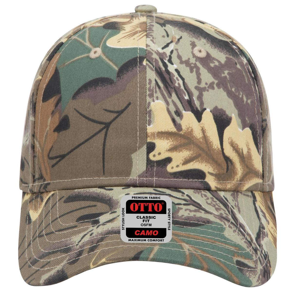 Front View of 320734 - Kha/Brn/Lt.Ol.Grn OTTO CAP Camouflage 6 Panel Low Profile Baseball Cap