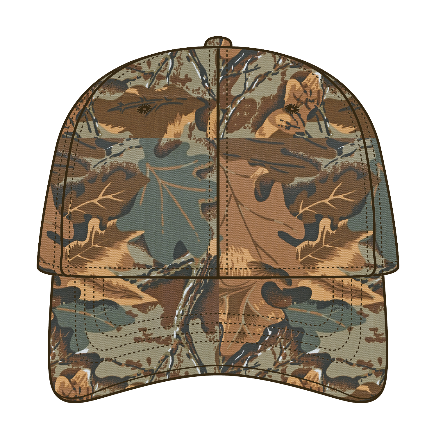 Front View of 320734 - Kha/Brn/Lt.Ol.Grn OTTO CAP Camouflage Young Adult 6 Panel Low Profile Baseball Cap