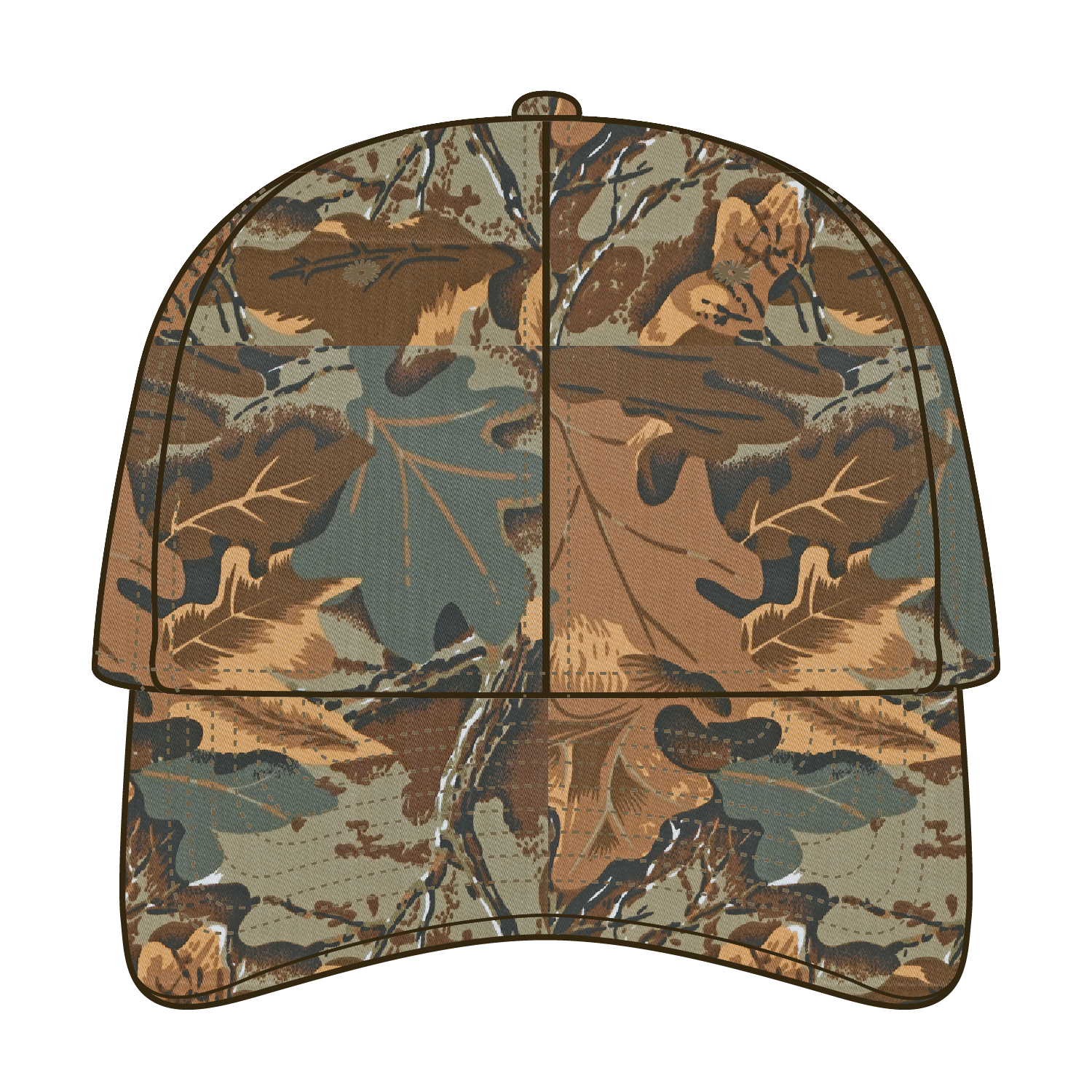Front View of 320734 - Kha/Brn/Lt.Ol.Grn OTTO CAP "OTTO FLEX" Fitted Camouflage 6 Panel Low Profile Baseball Cap