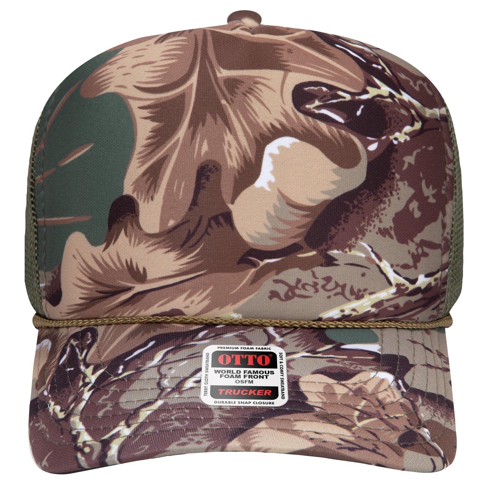 Right View of 32073421 - Kha/Brn/Lt.Ol.Grn/Ol.Grn OTTO CAP 5 Panel High Crown Mesh Back Trucker Hat