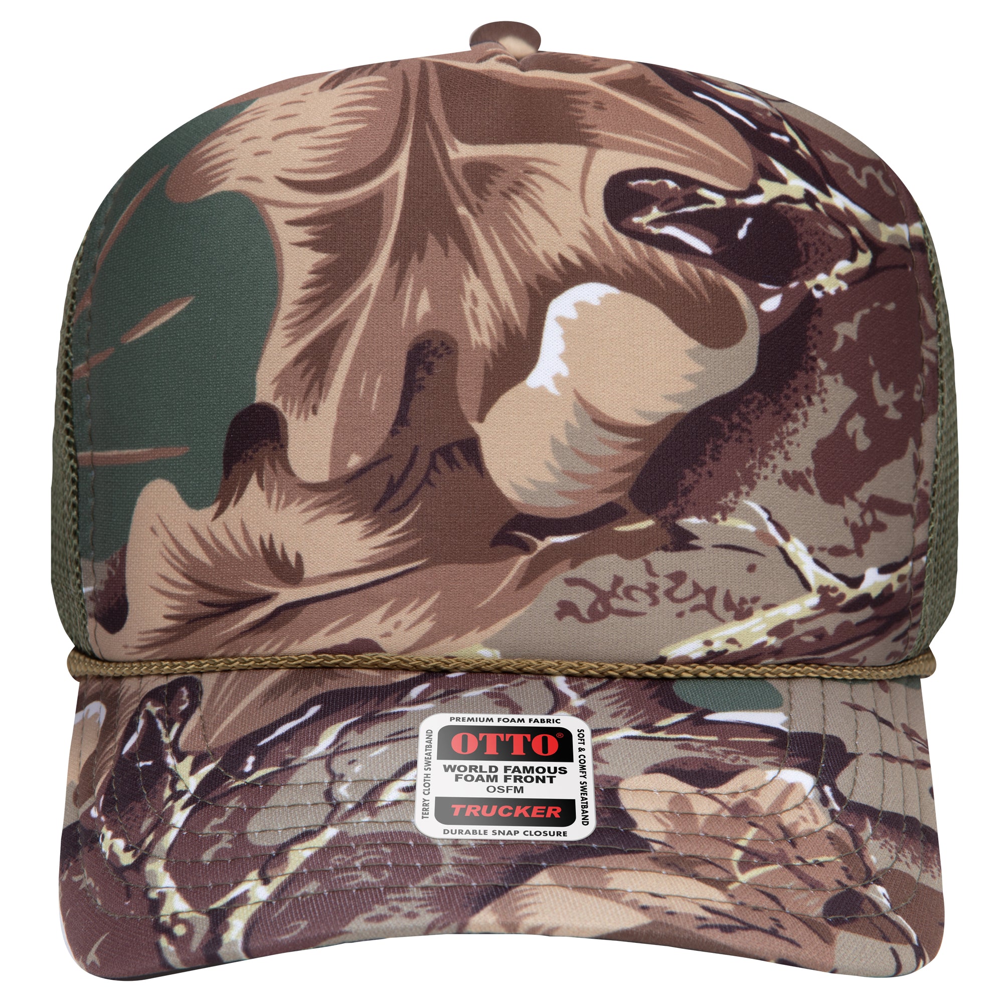 Right View of 32073421 - Kha/Brn/Lt.Ol.Grn/Ol.Grn OTTO CAP 5 Panel High Crown Mesh Back Trucker Hat