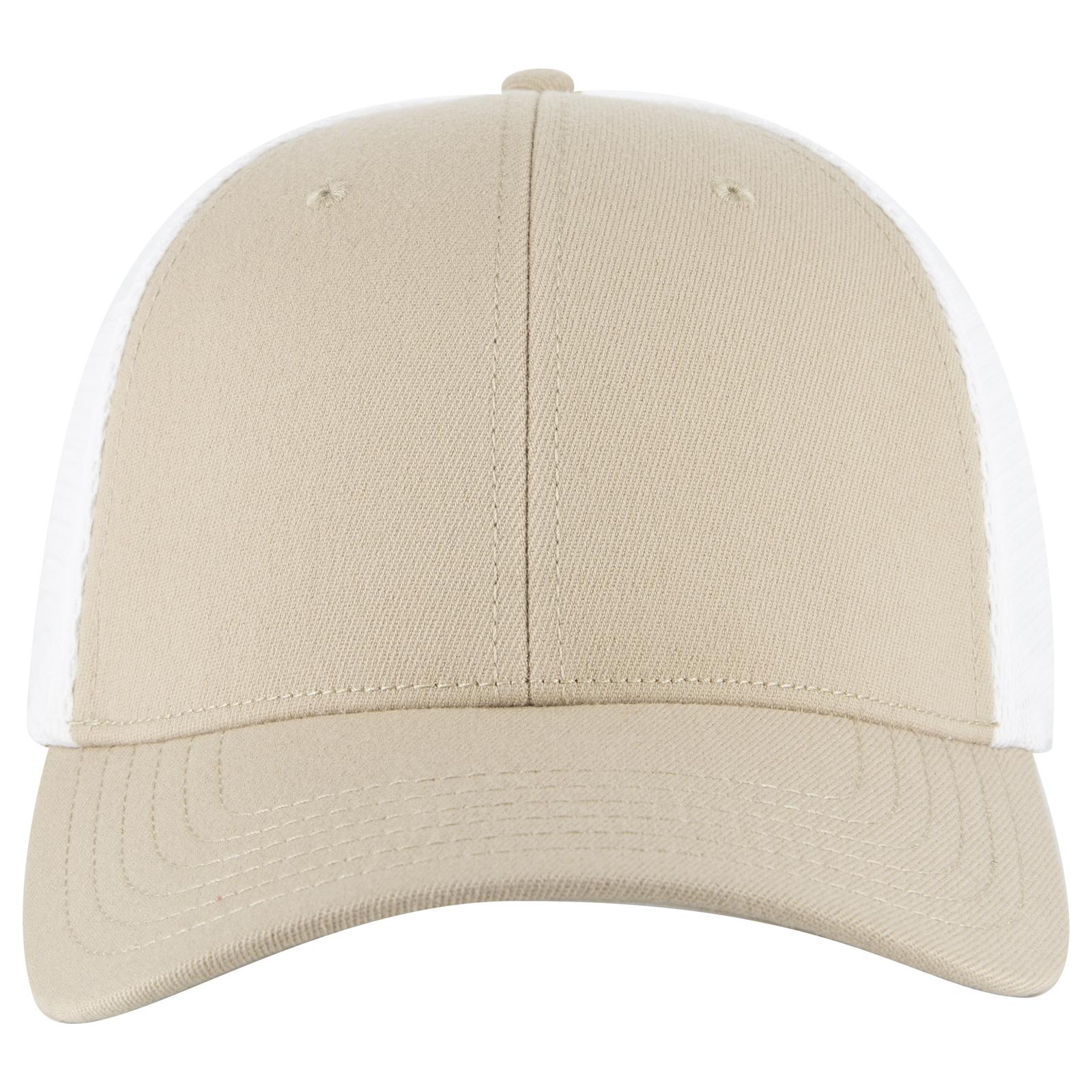 Right View of 3216 - Kha/Wht OTTO CAP "OTTO COMFY FIT" 6 Panel Low Profile Mesh Back Trucker Hat