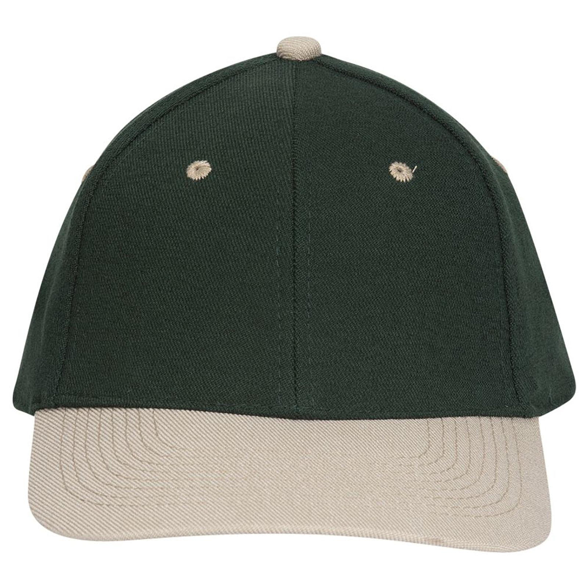 Front View of 3217 - Kha/Dk.Grn OTTO CAP "OTTO FLEX" Fitted 6 Panel Low Profile Baseball Cap