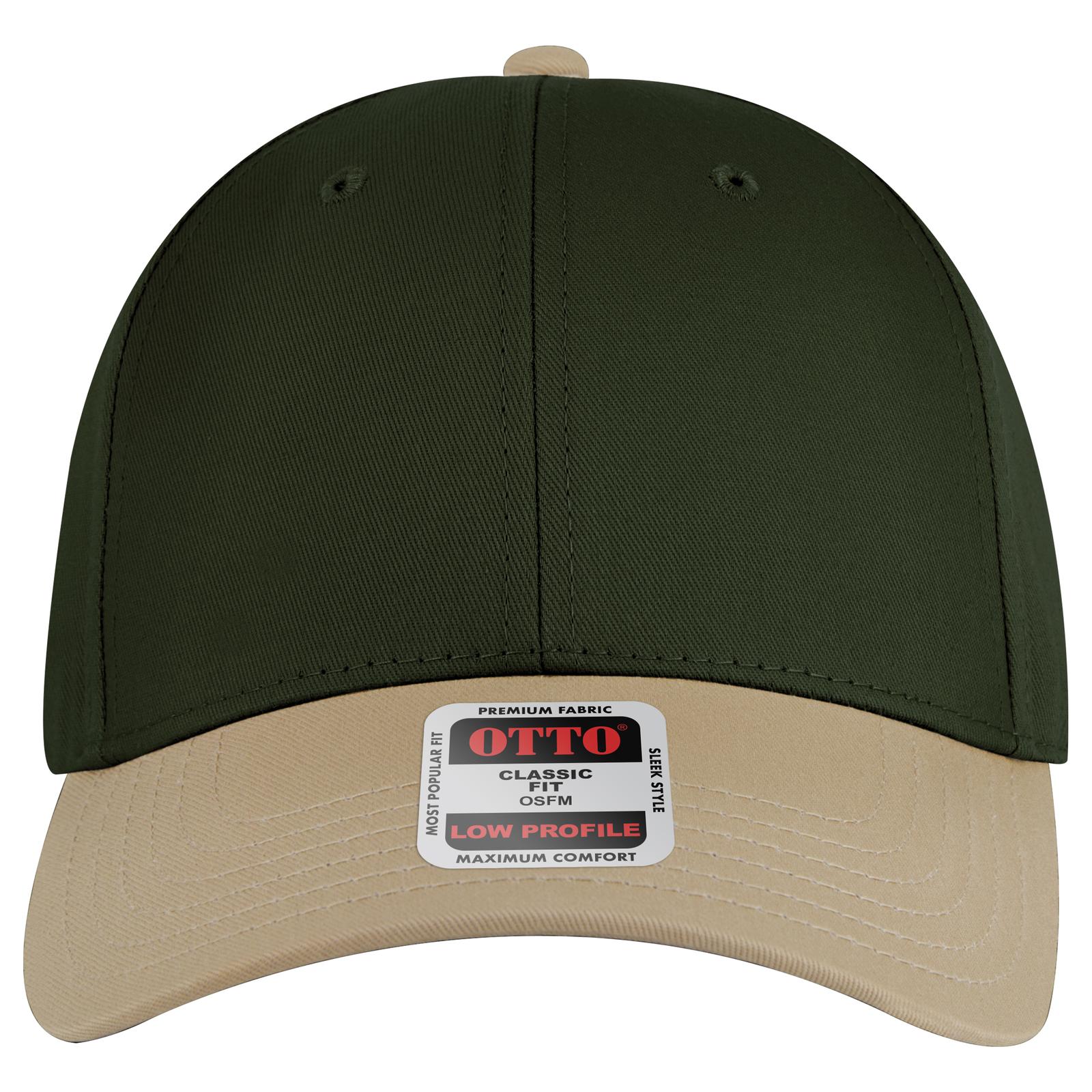 Front View of 321717 - Kha/Dk.Grn/Dk.Grn OTTO CAP 6 Panel Low Profile Baseball Cap