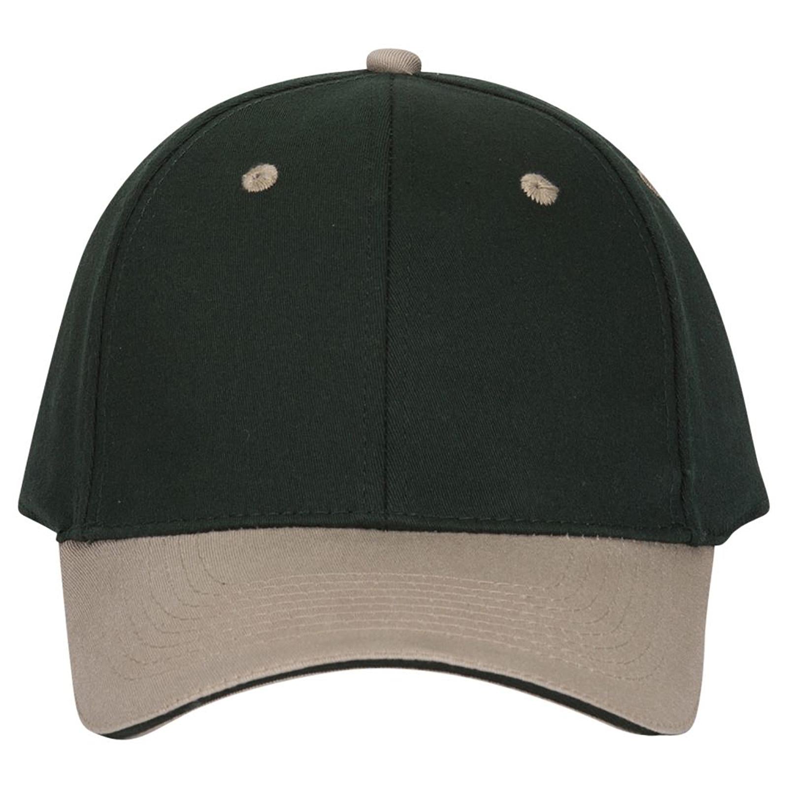 Front View of 321717 - Kha/Dk.Grn/Dk.Grn OTTO CAP "OTTO FLEX" Fitted 6 Panel Low Profile Baseball Cap