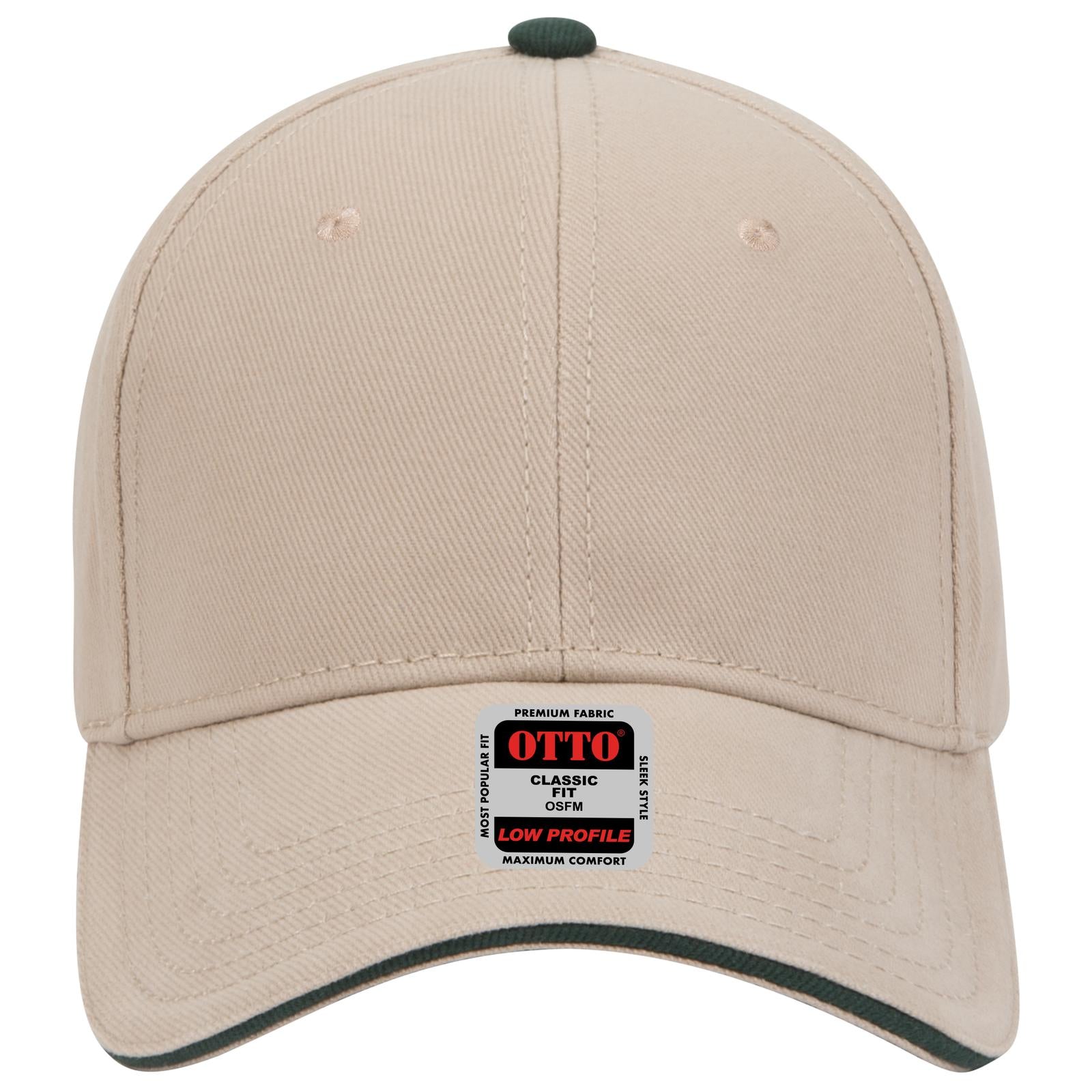 Right View of 323217 - Kha/Kha/Dk.Grn OTTO CAP 6 Panel Low Profile Baseball Cap