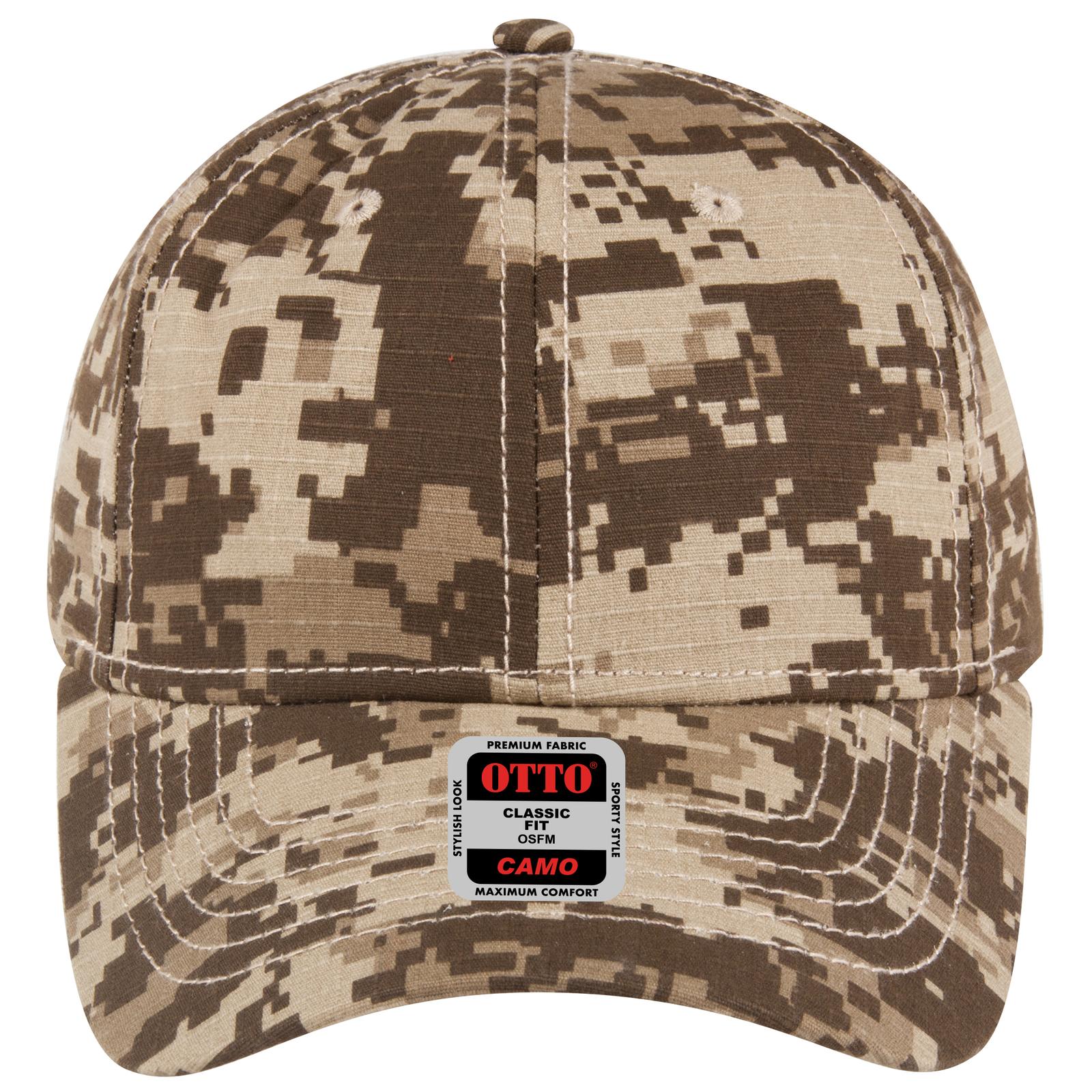 Front View of 324653A - Kha/D.Ol.Grn/D.Kha OTTO CAP Camouflage 6 Panel Low Profile Baseball Cap