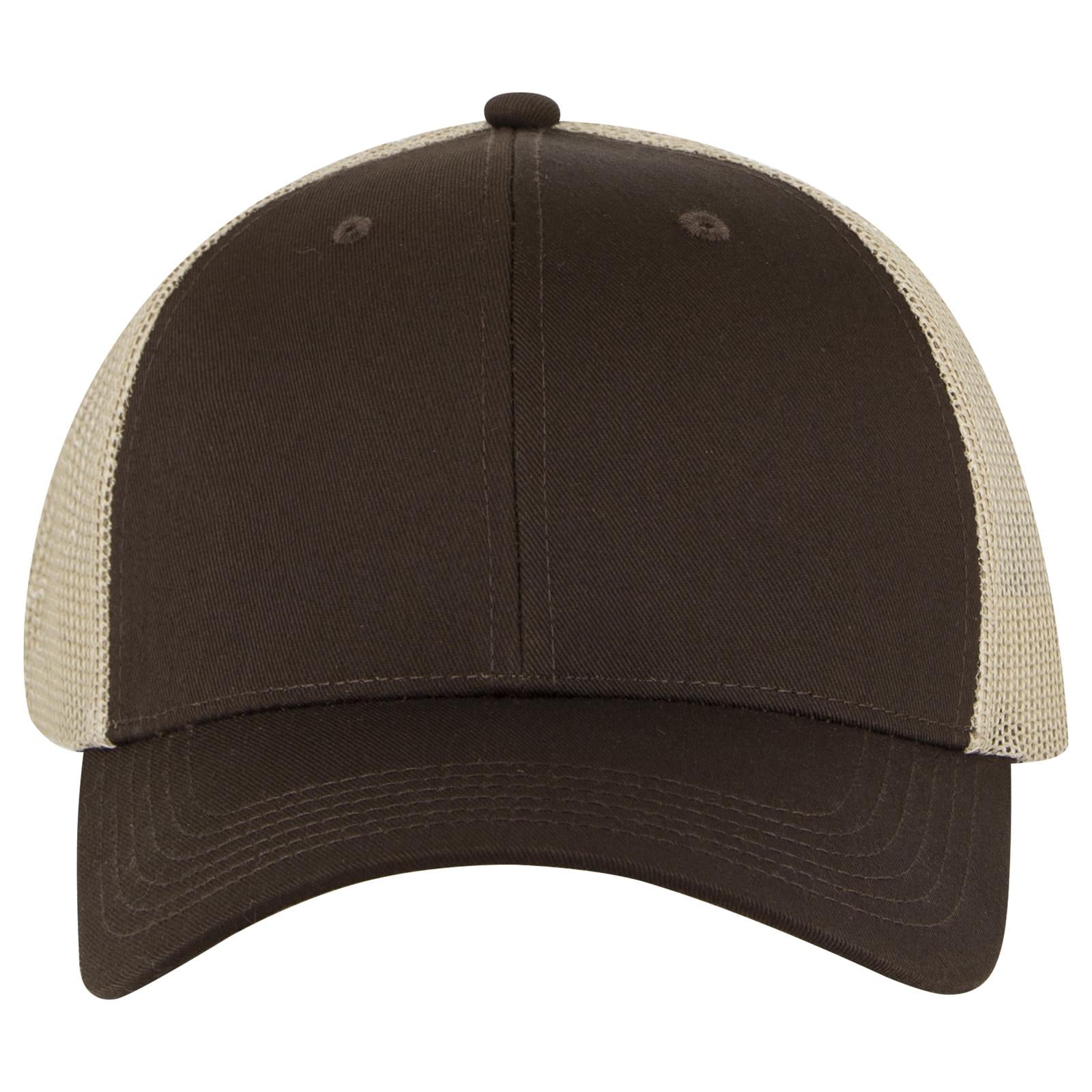 Right View of 393932 - Dk.Brn/Dk.Brn/Kha OTTO CAP 6 Panel Low Profile Mesh Back Trucker Hat
