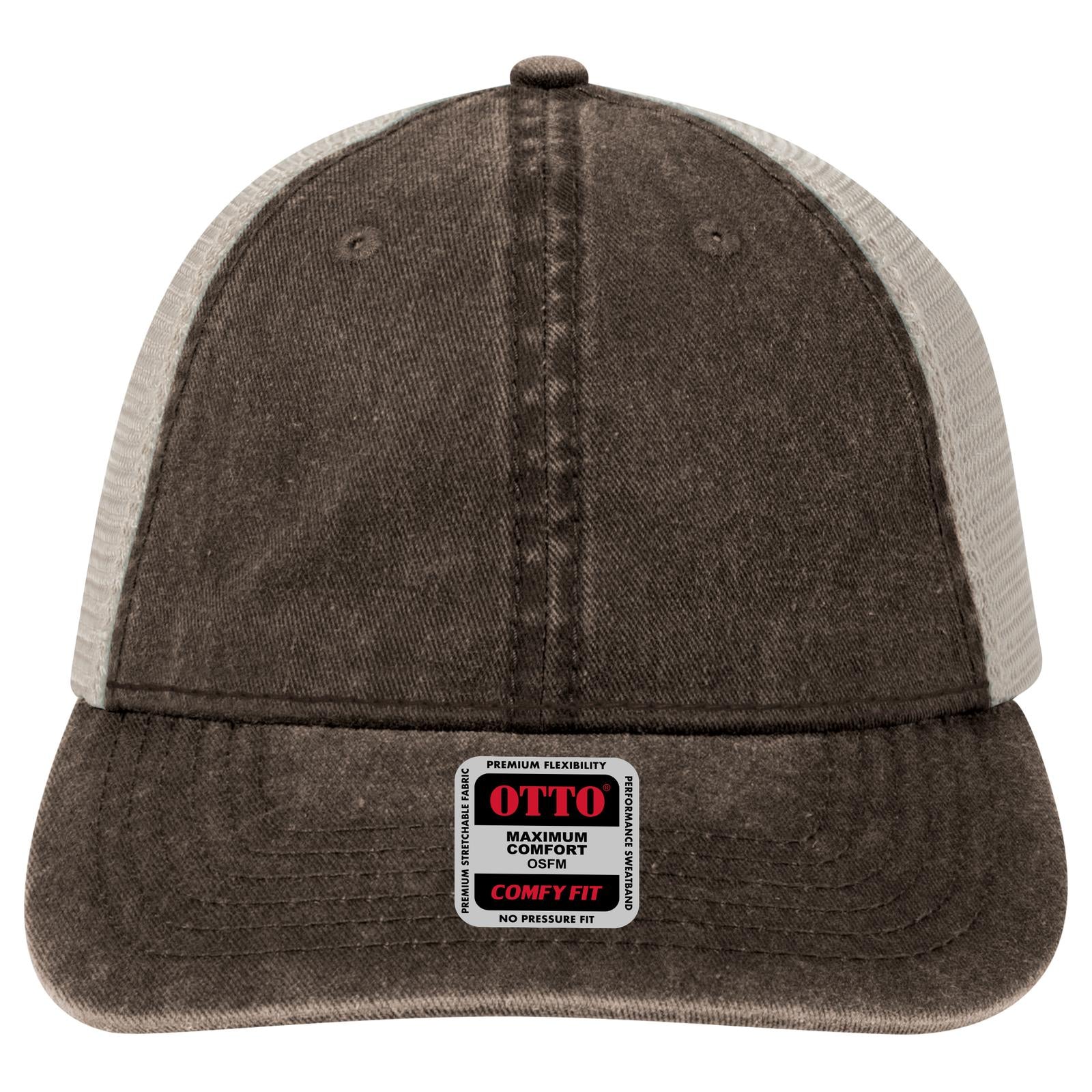Right View of 393932 - Dk.Brn/Dk.Brn/Kha OTTO CAP "OTTO COMFY FIT" 6 Panel Low Profile Mesh Back Trucker Hat