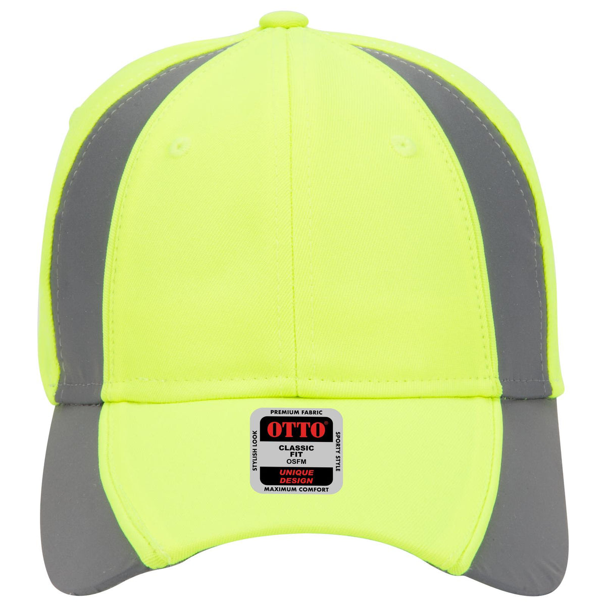 Front View of 4098 - N.Yel/Ref.Gry OTTO CAP 6 Panel Low Profile Baseball Cap