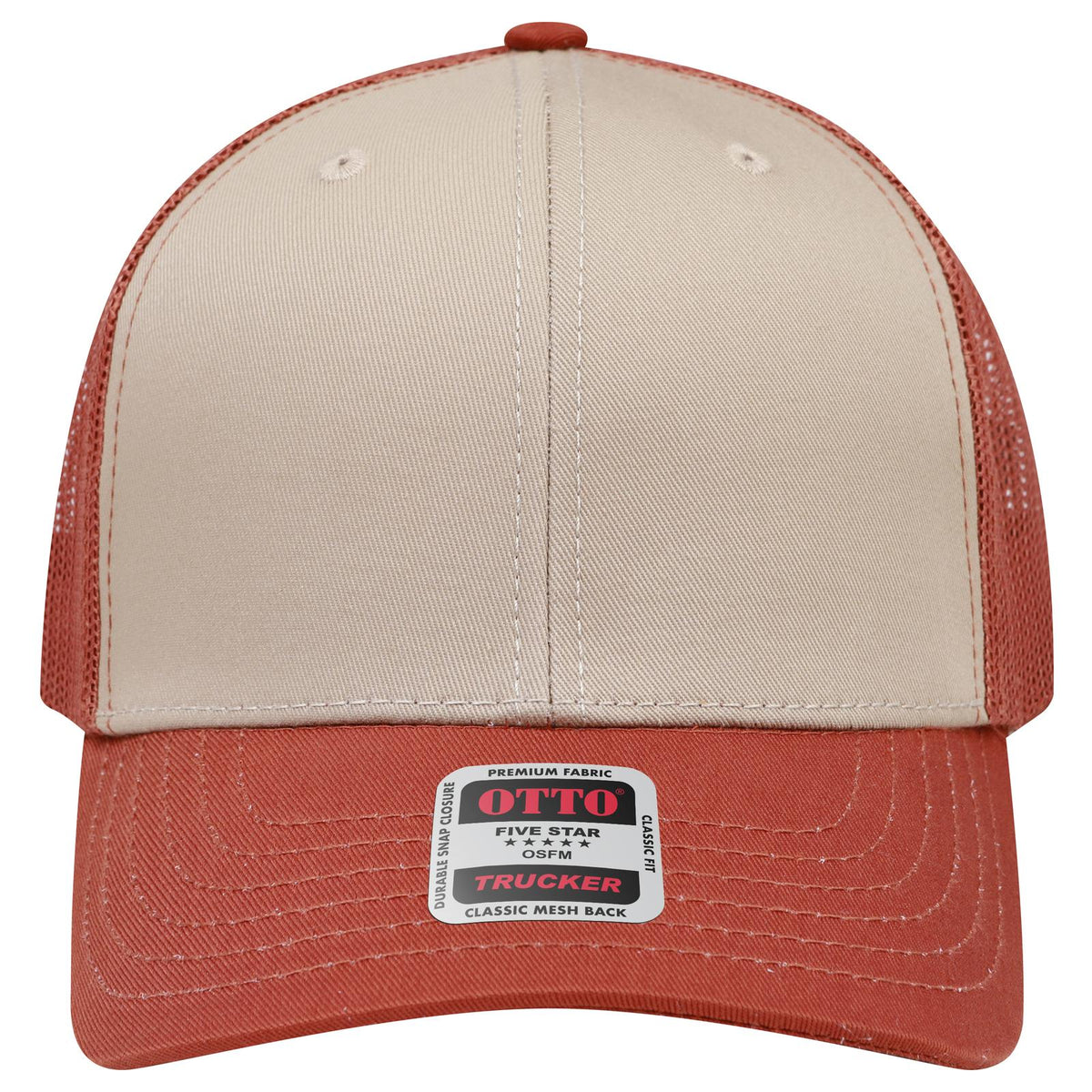 Front View of 443244 - Tx.Org/Kha/Tx.Org OTTO CAP 6 Panel Mid Profile Mesh Back Trucker Hat