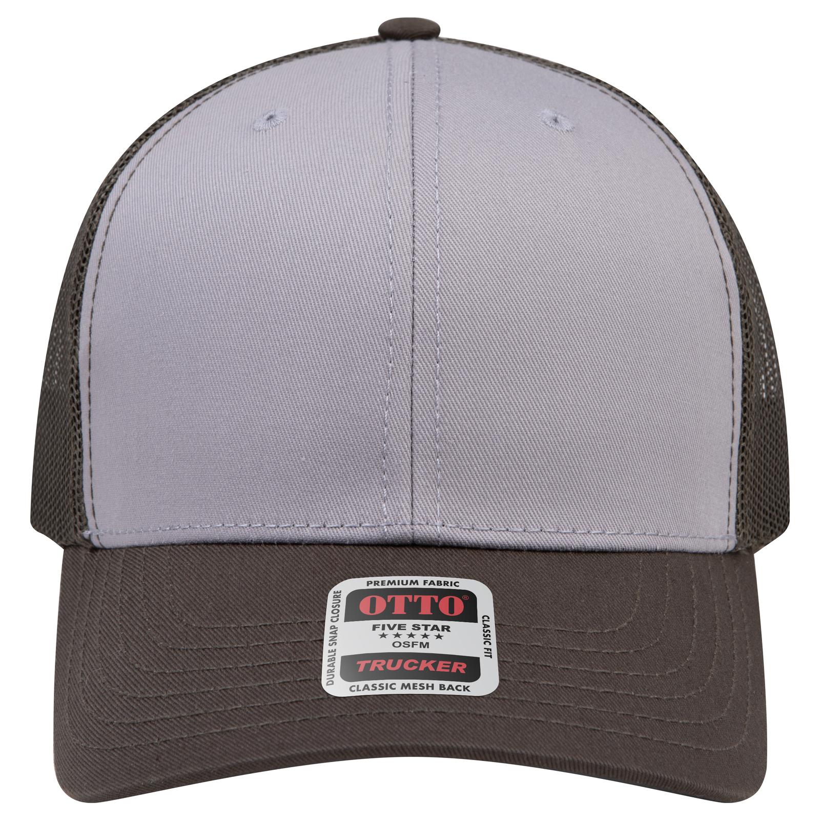 Right View of 461446 - Dk.Ol.Grn/Gry/Dk.Ol.Grn OTTO CAP 6 Panel Mid Profile Mesh Back Trucker Hat