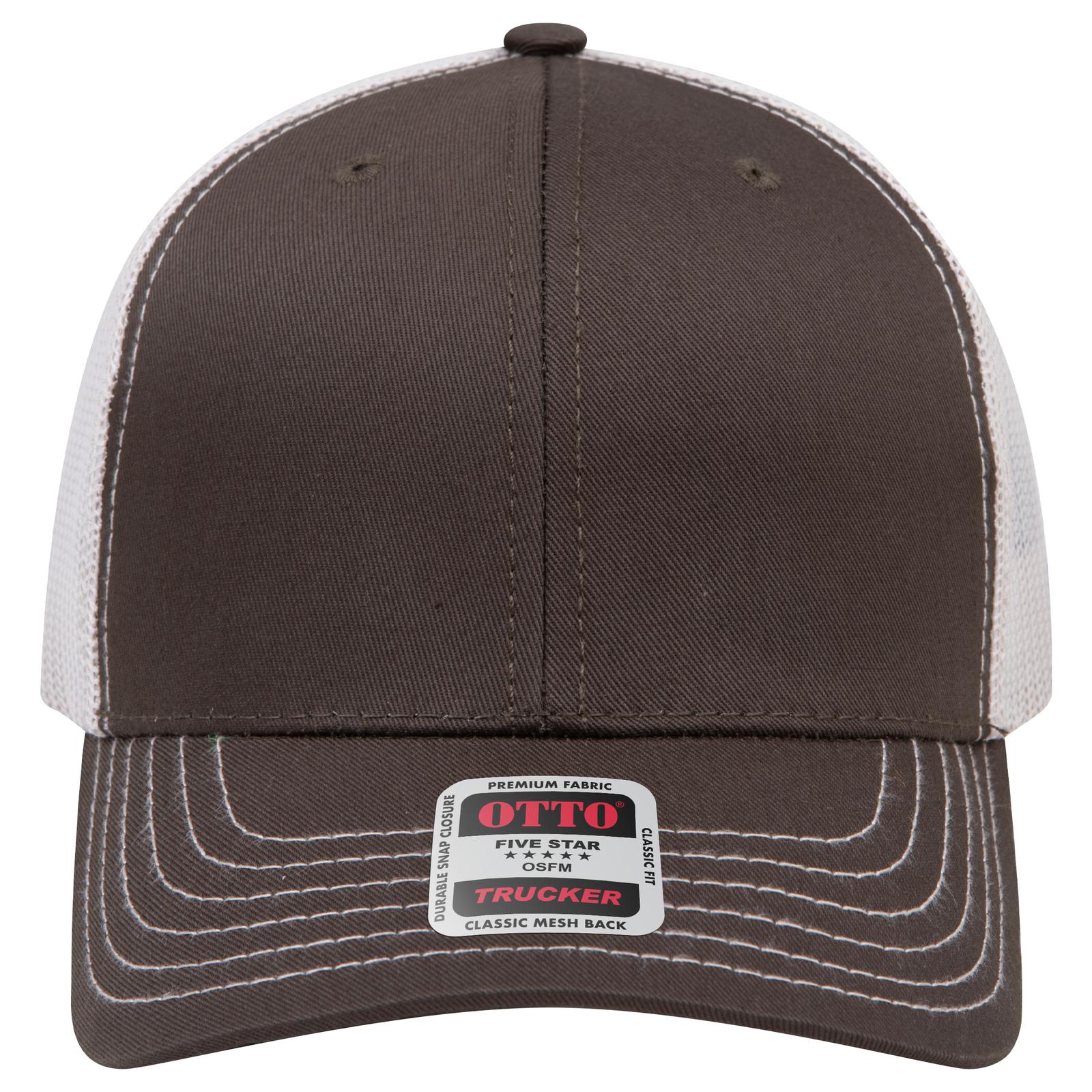 Right View of 464652 - Dk.Ol.Grn/Dk.Ol.Grn/Lt.Khk OTTO CAP 6 Panel Mid Profile Mesh Back Trucker Hat