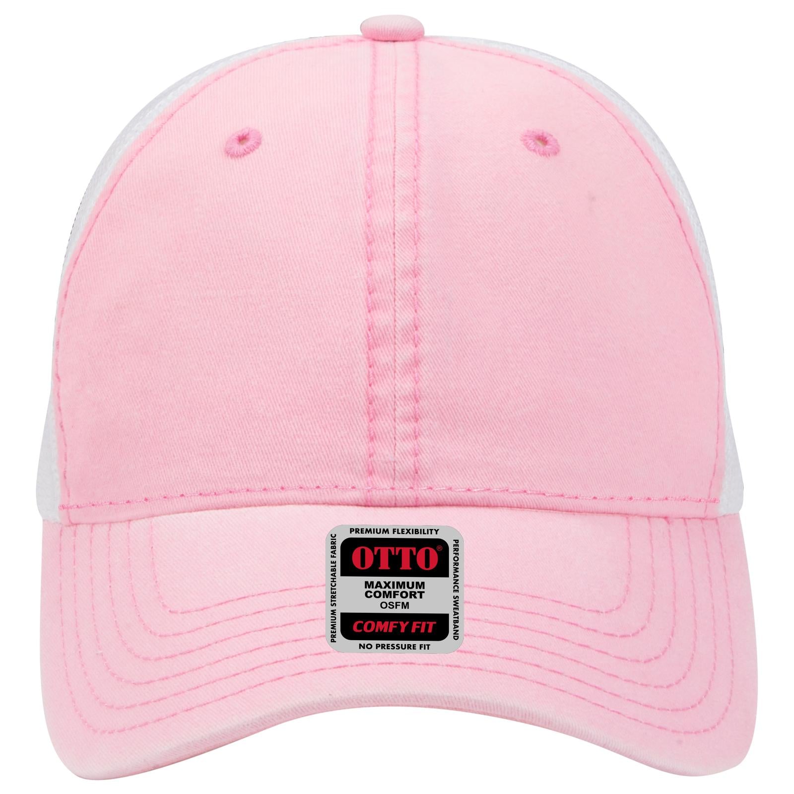 Right View of 505016 - Pnk/Pnk/Wht OTTO CAP "OTTO COMFY FIT" 6 Panel Low Profile Mesh Back Trucker Hat