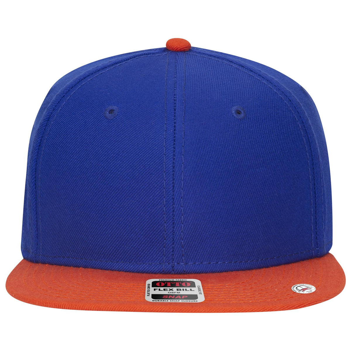 Front View of 620101 - Org/Ryl/Ryl OTTO CAP "OTTO SNAP" 6 Panel Pro Style Snapback Hat