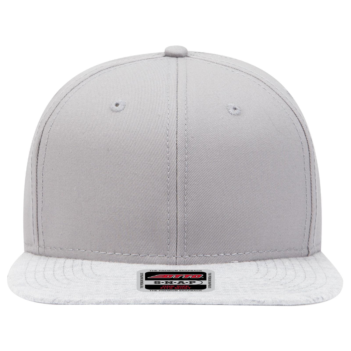 Front View of 7414 - Heath.Gry/Gry OTTO CAP "OTTO SNAP" 6 Panel Mid Profile Snapback Hat