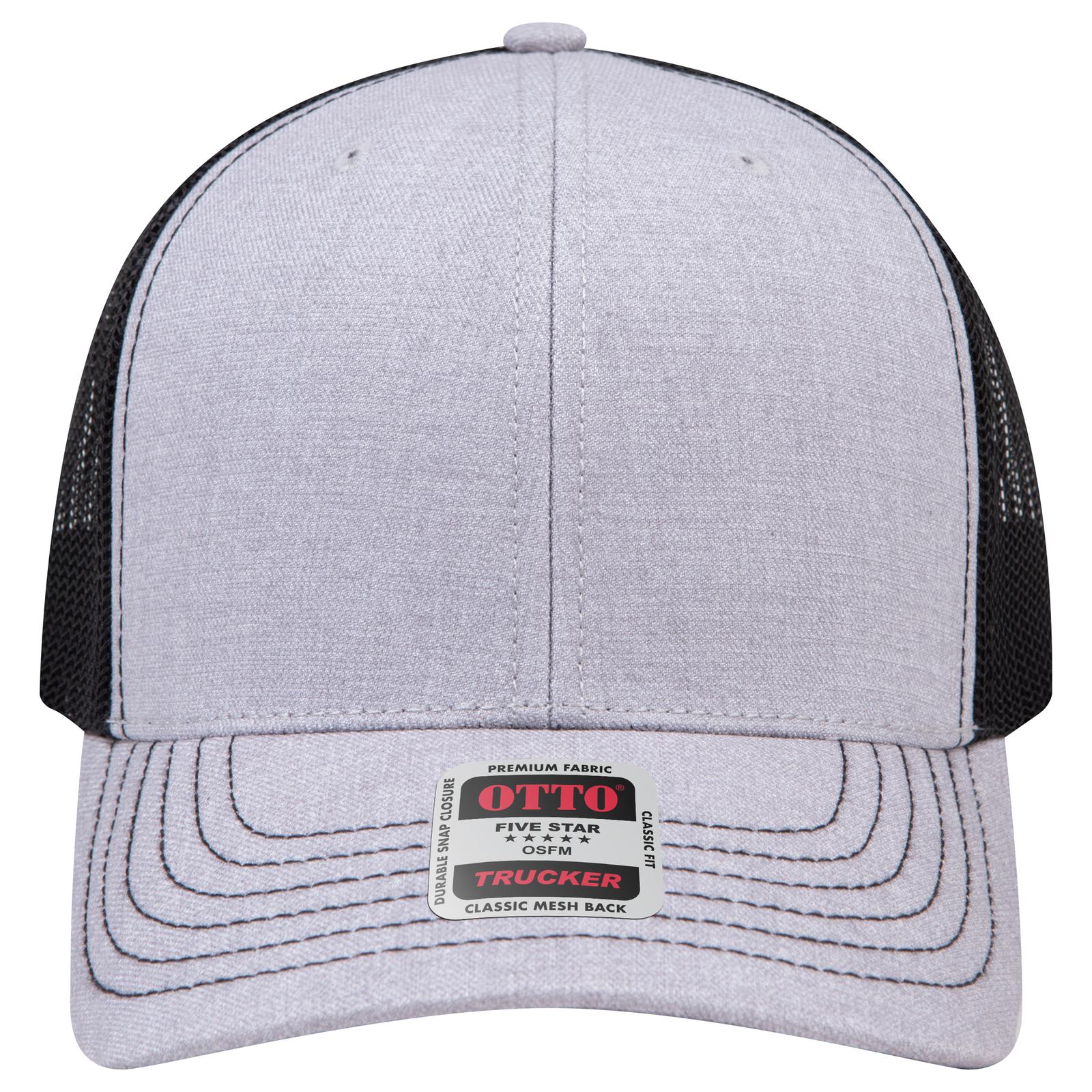Right View of 747403 - H. Gry/H. Gry/Blk OTTO CAP 6 Panel Mid Profile Mesh Back Trucker Hat
