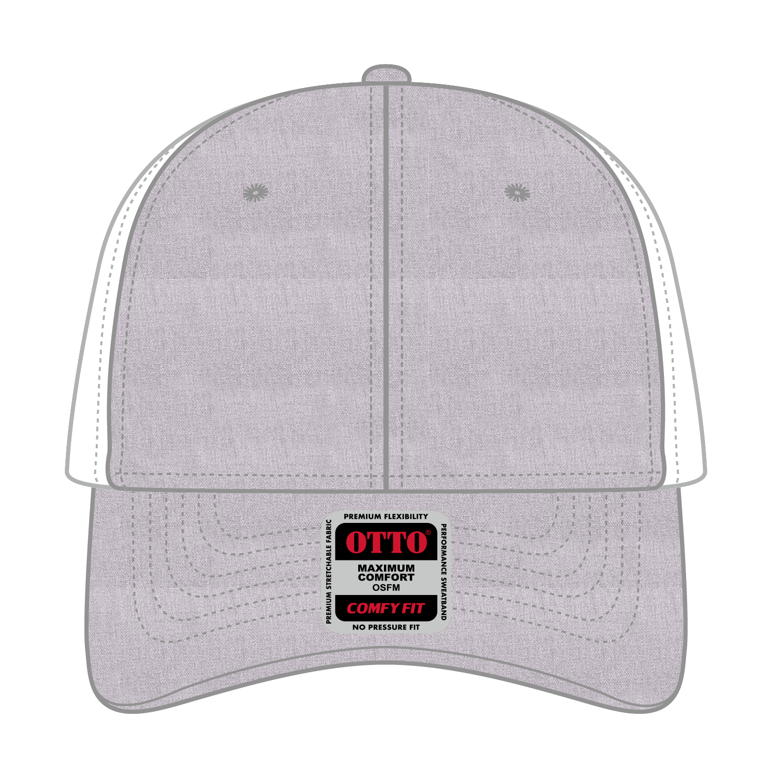 Front View of 747416B - HeatherGray/HeatherGray/White OTTO CAP "OTTO COMFY FIT" 6 Panel Low Profile Mesh Back Trucker Hat