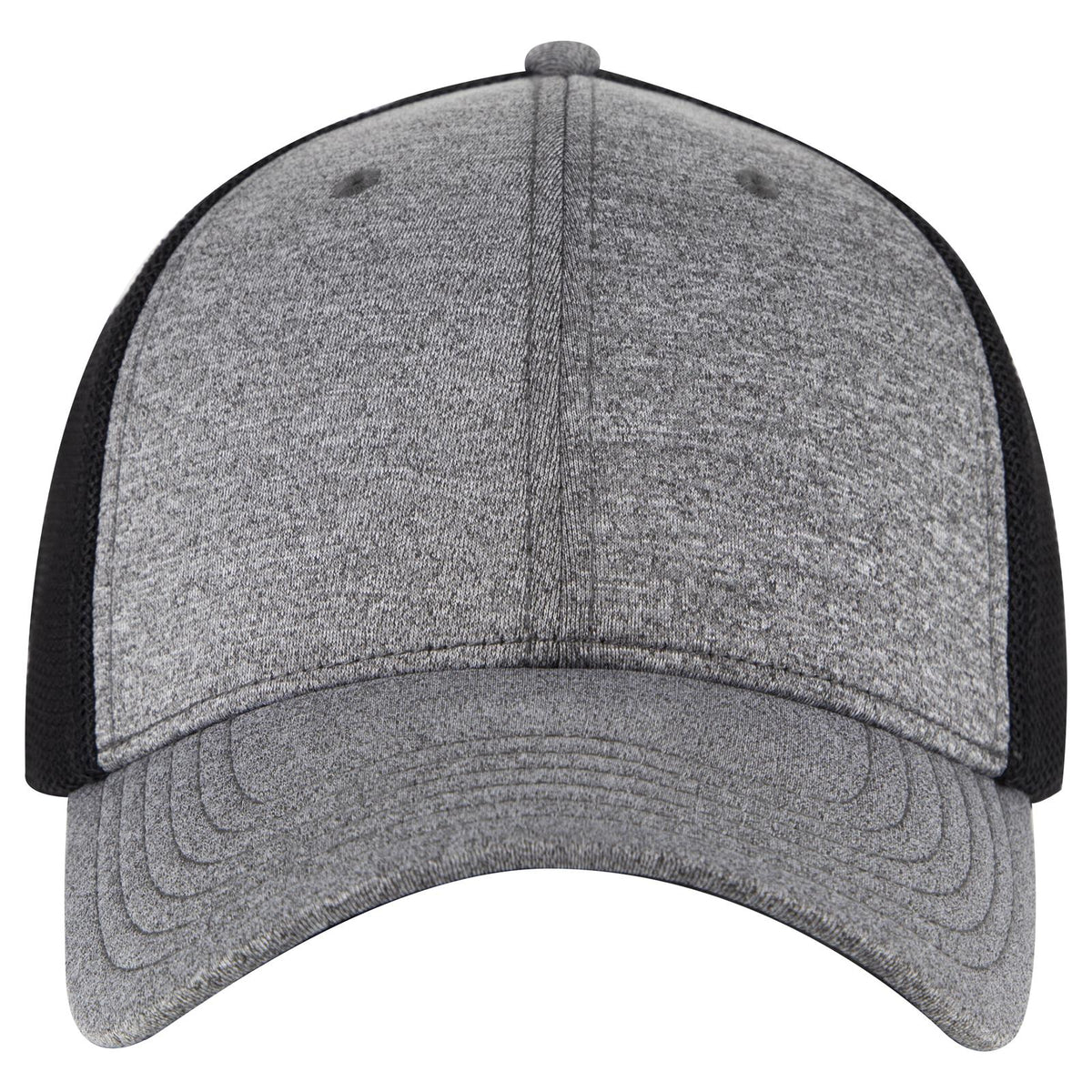 Front View of 8003A - Ht.Blk/Blk OTTO CAP "OTTO FLEX" Fitted 6 Panel Low Profile Mesh Back Trucker Hat