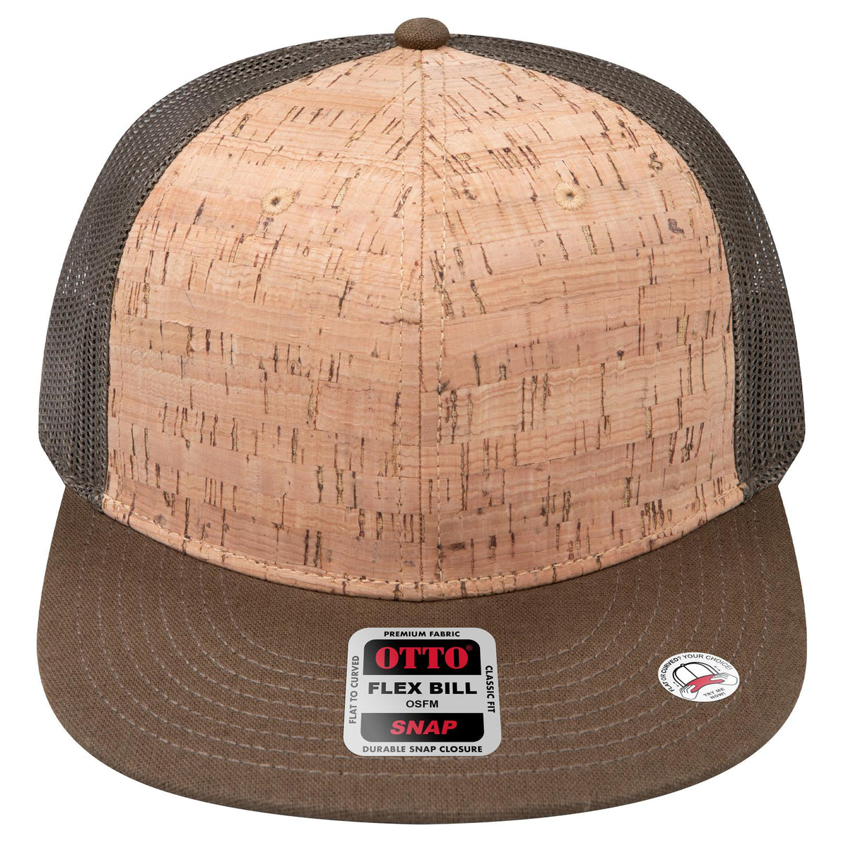 Front View of 8311283 - Ml Grn/Crk/Ml Grn OTTO CAP "OTTO SNAP" 6 Panel Pro Style Mesh Back Trucker Snapback Hat