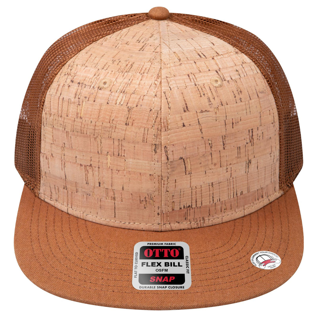 Front View of 8411284 - Cy Brn/Crk/Cy Brn OTTO CAP "OTTO SNAP" 6 Panel Pro Style Mesh Back Trucker Snapback Hat