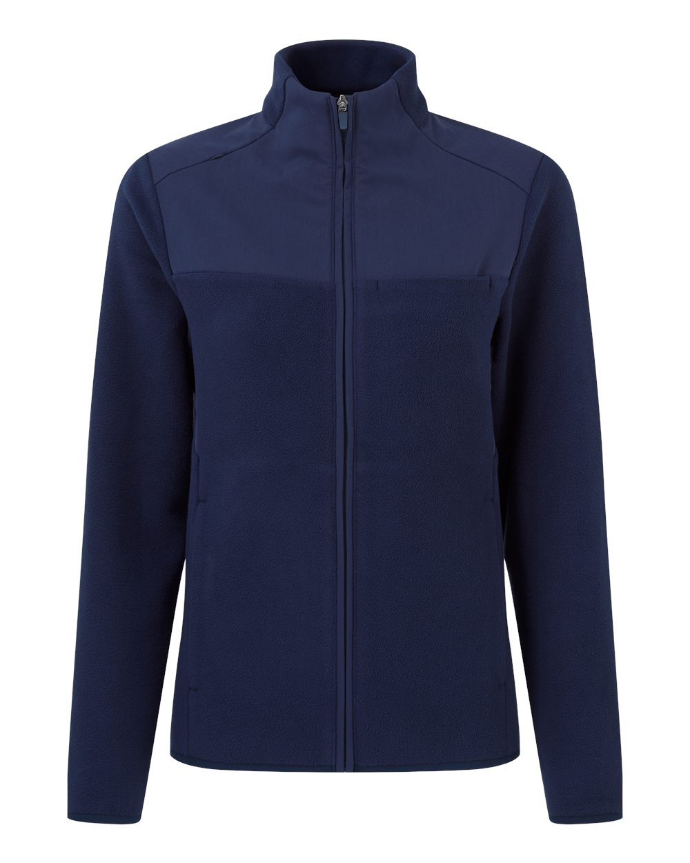 Front View of Action Navy Women's Agility Panelled Fleece Full-Zip Jacket - NN802 plain