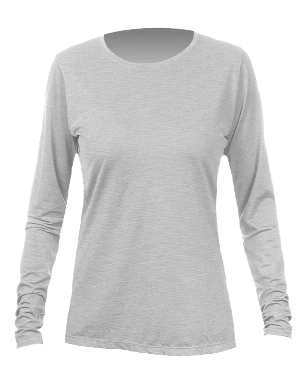 Front View of Alloy Heathered Women's Breeze Tech Long Sleeve T-Shirt - WSBRZL0