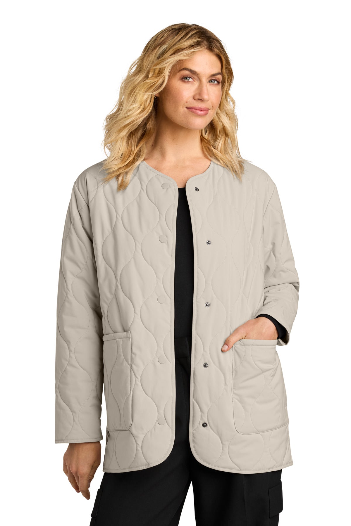 Front View of Almond Mercer+Mettle Women's Quilted Liner Jacket MM7203