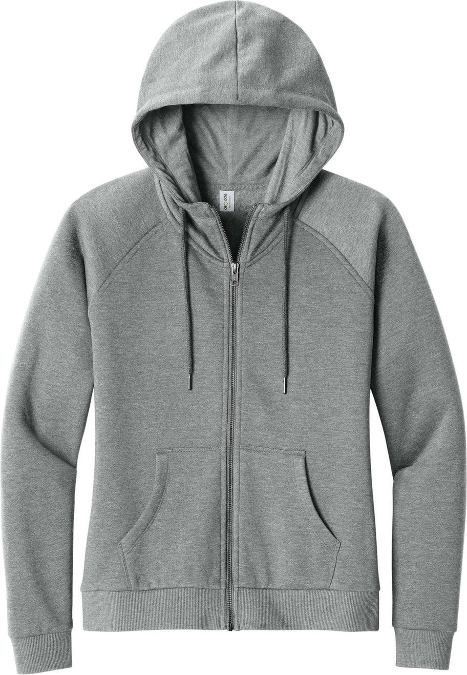 Front View of AlumGryHtr Allmade Women's Organic CVC Fleece Full-Zip Hoodie AL5003