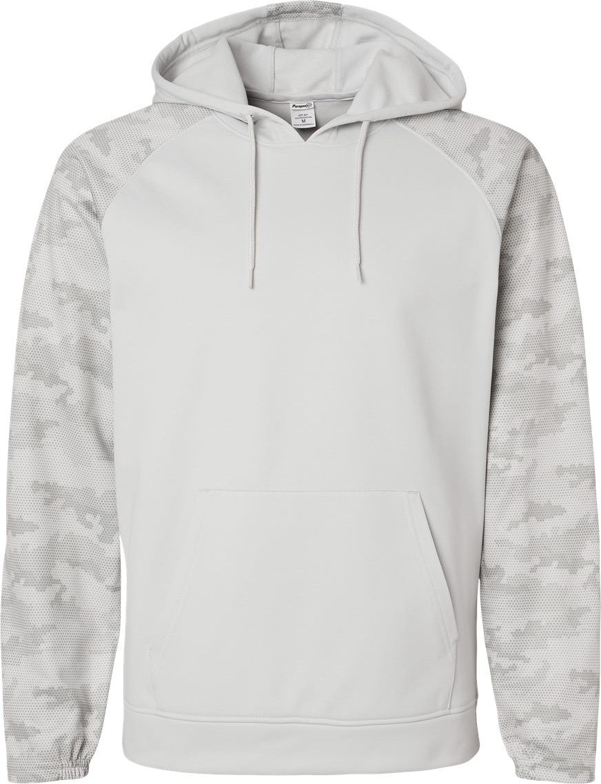 Front View of Aluminum/ Grey Tahoe Camo Fleece Hooded Sweatshirt - 306