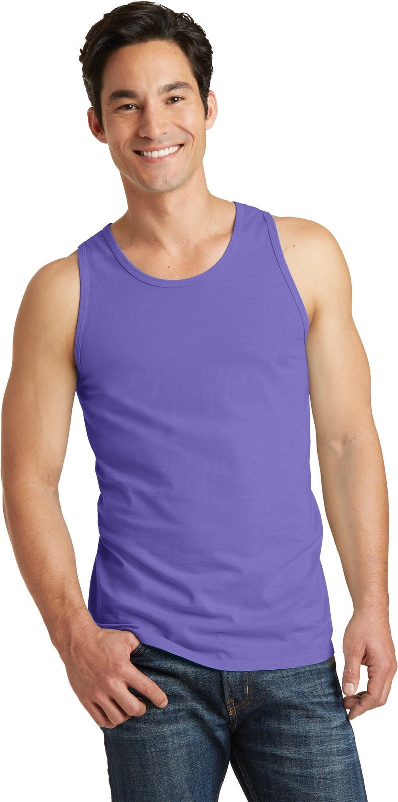 Front View of Amethyst Port & Co Beach Wash Garment-Dyed Tank. PC099TT
