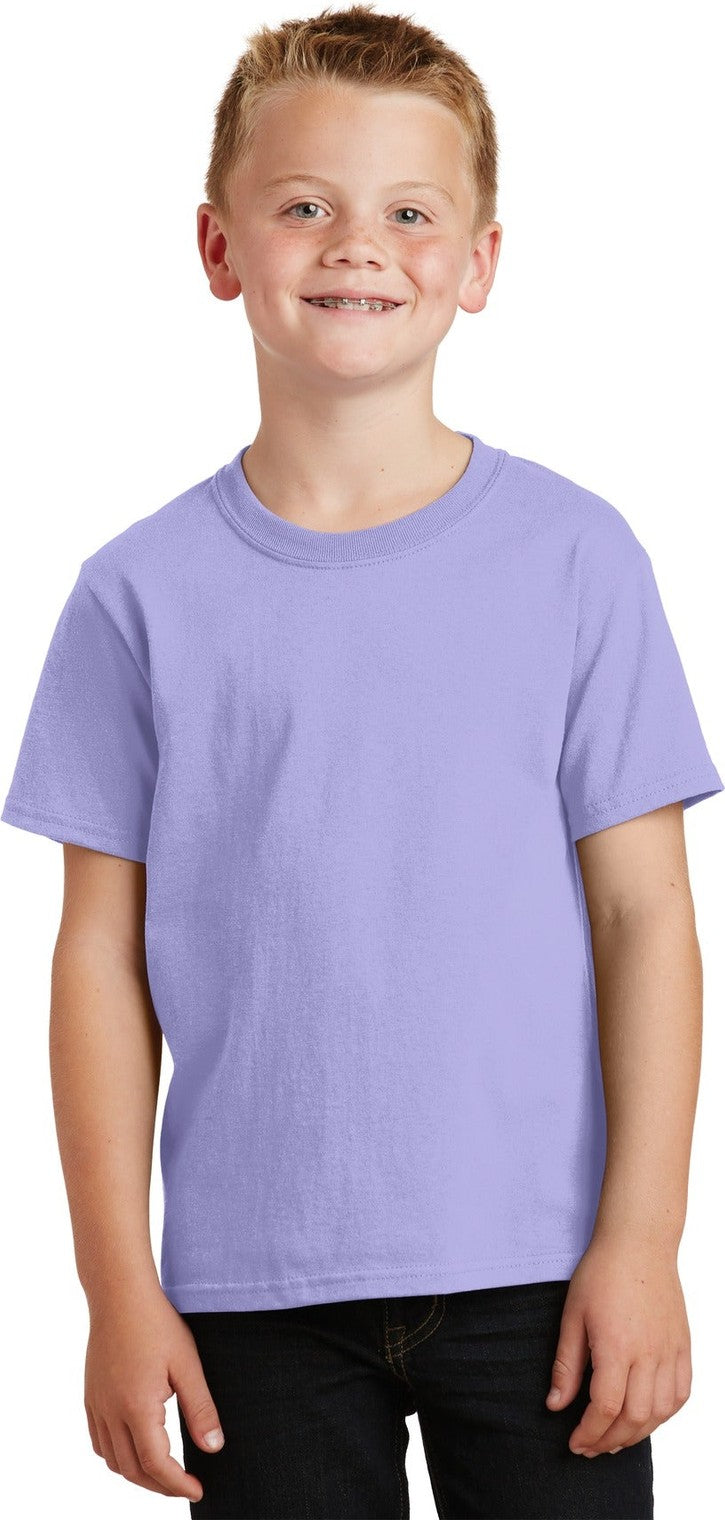 Front View of Amethyst Port & Co Youth Beach Wash Garment-Dyed Tee. PC099Y