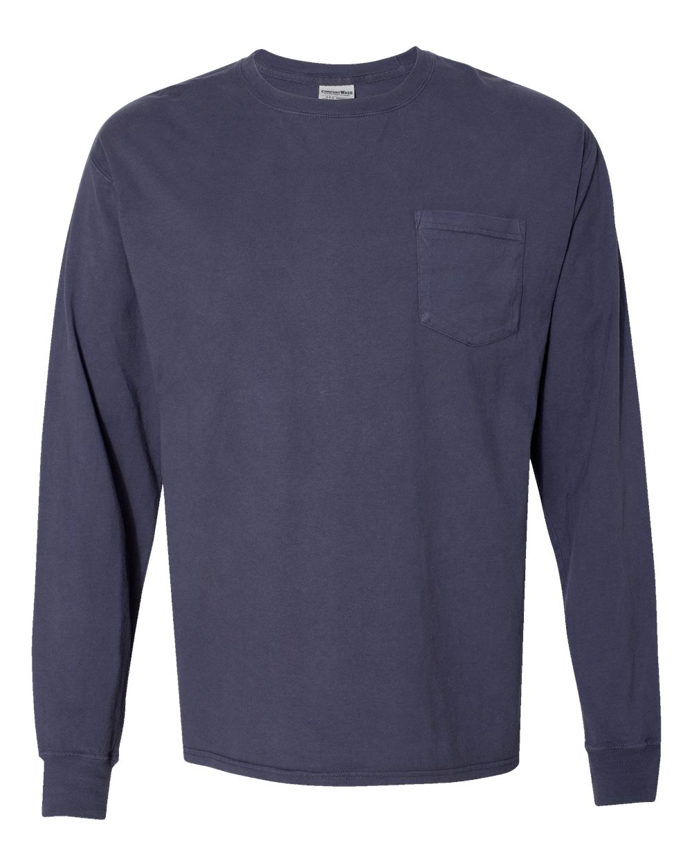 Front View of Anchor Slate Garment-Dyed Long Sleeve T-Shirt With a Pocket - GDH250