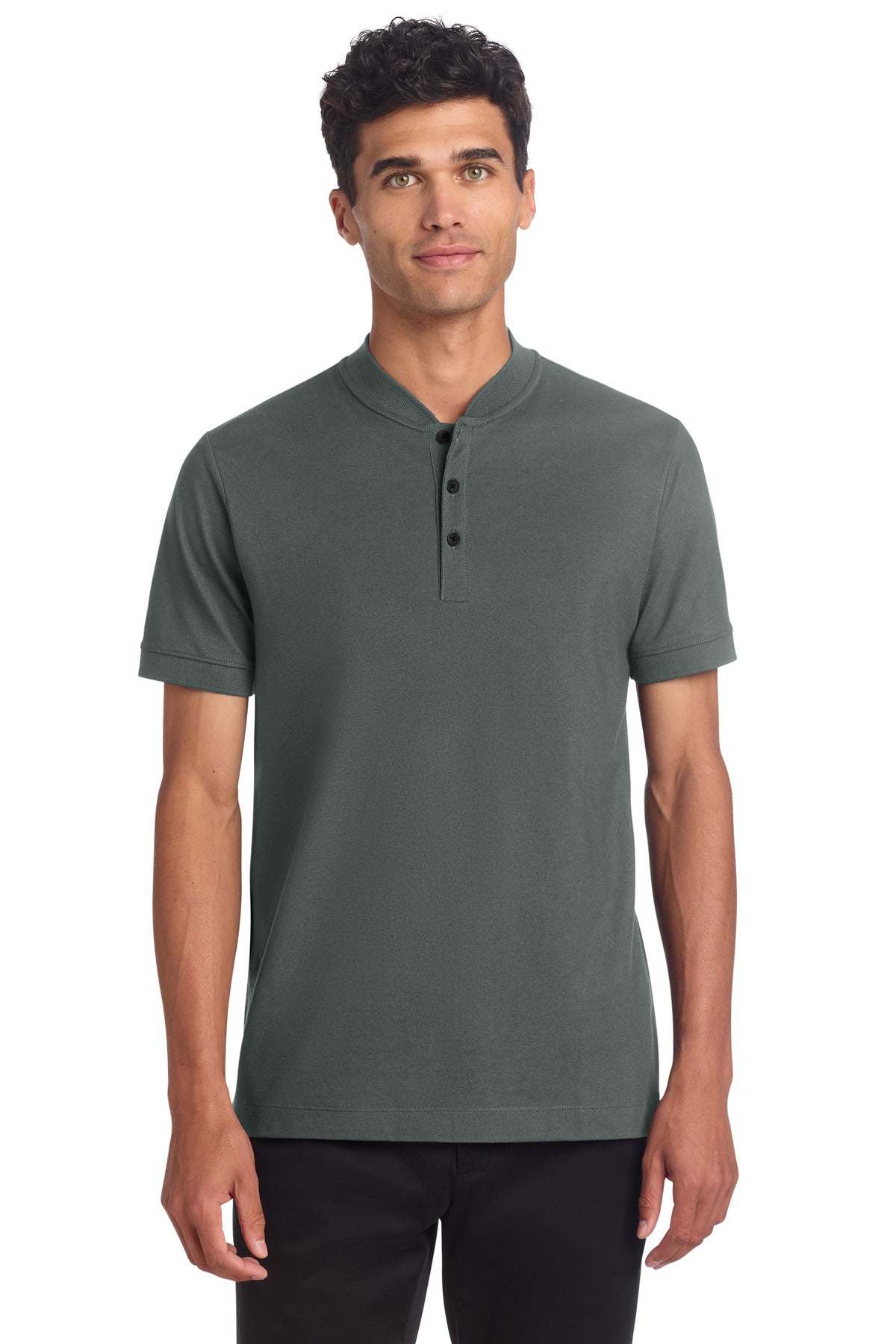 Front View of AnchorGrey Mercer+Mettle Stretch Pique Henley MM1008