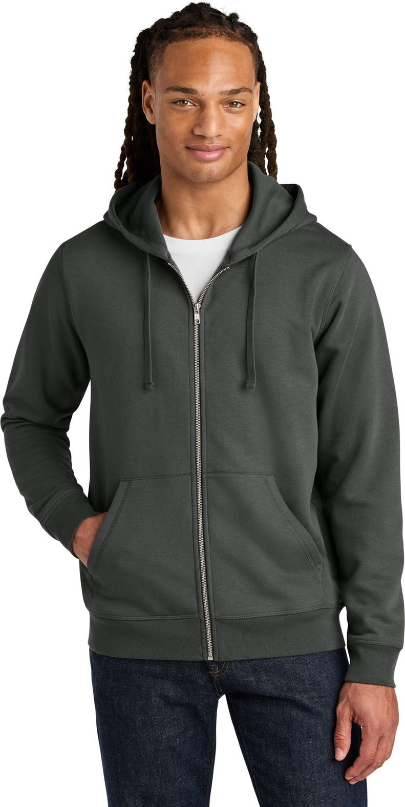 Front View of Anthracite Stanley/Stella Unisex Mixer Full-Zip Hooded Sweatshirt SXU011