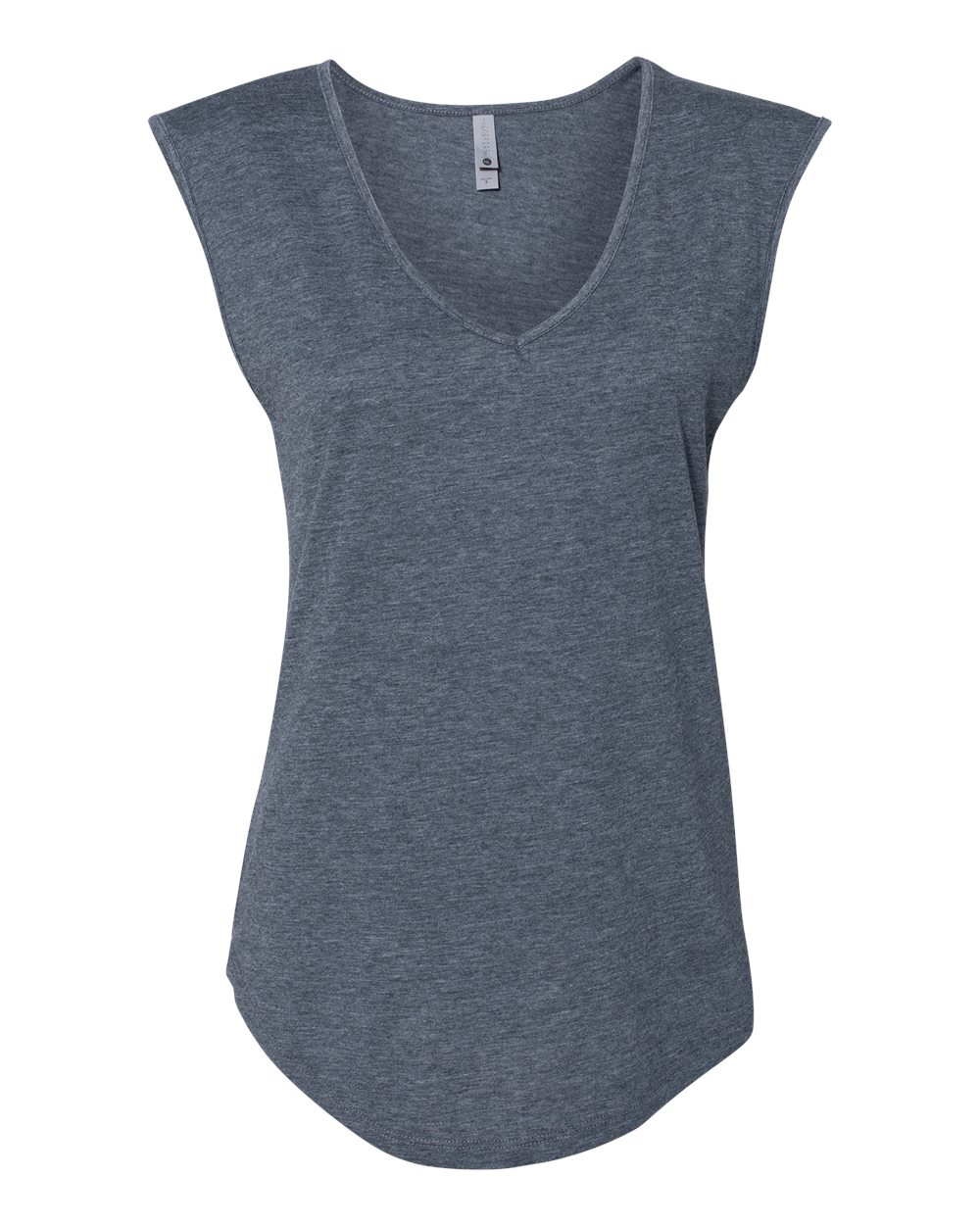 Front View of Antique Denim Women's Festival Sleeveless Deep V-Neck T-Shirt - 5040