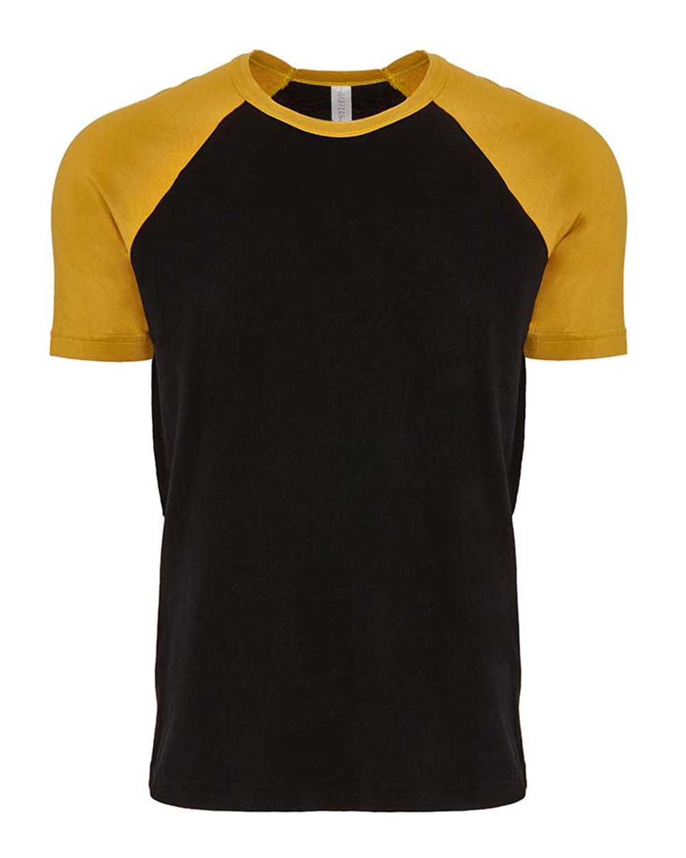 Front View of Antique Gold/ Black Cotton Raglan T-Shirt - 3650