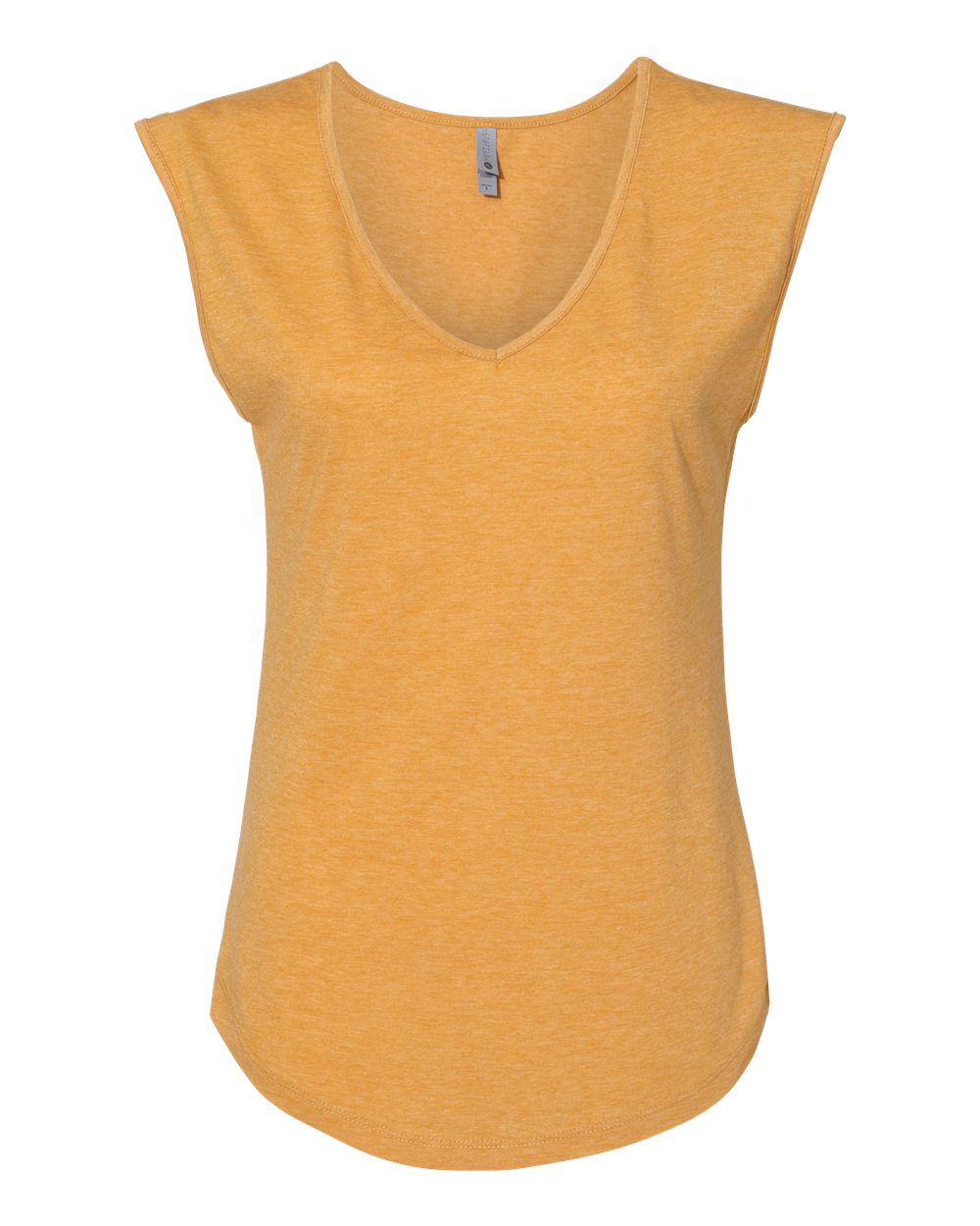 Front View of Antique Gold Women&#39;s Festival Sleeveless Deep V-Neck T-Shirt - 5040
