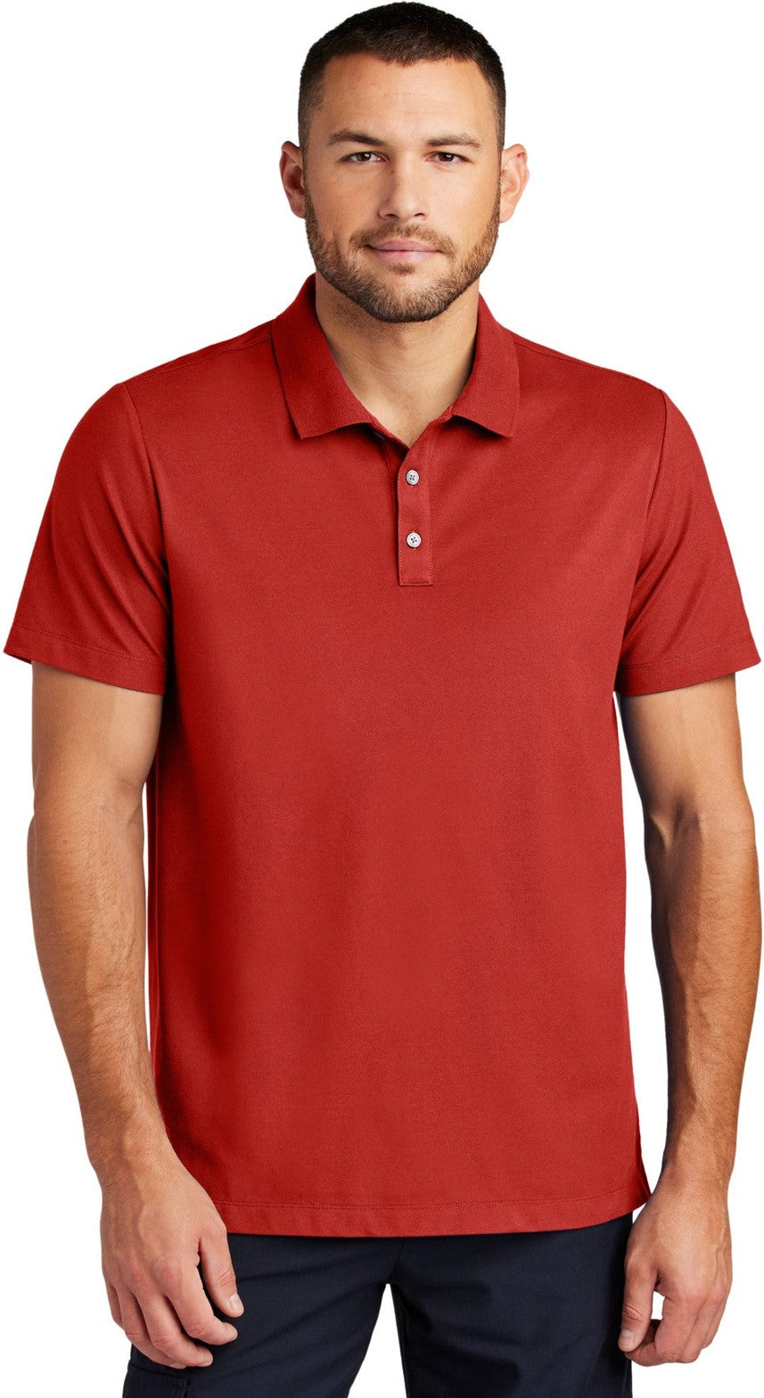 Front View of AppleRed Mercer+Mettle Stretch Pique Polo MM1004